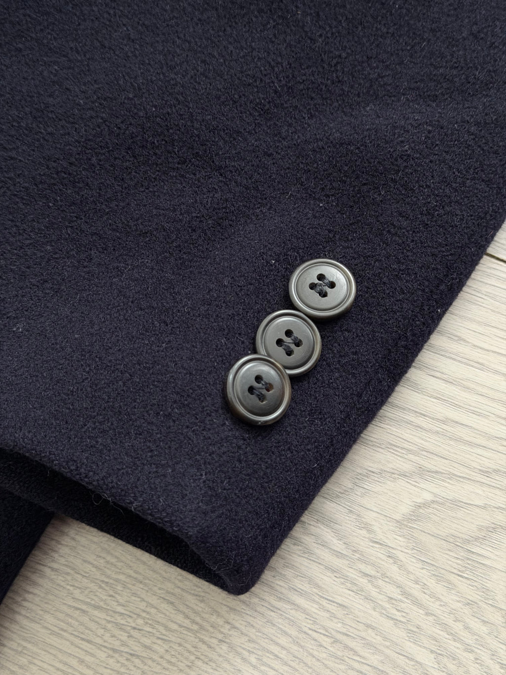 Hugo Boss 1980s 'Yamaha' Peaked Lapel Navy Wool Overcoat - Size XXL