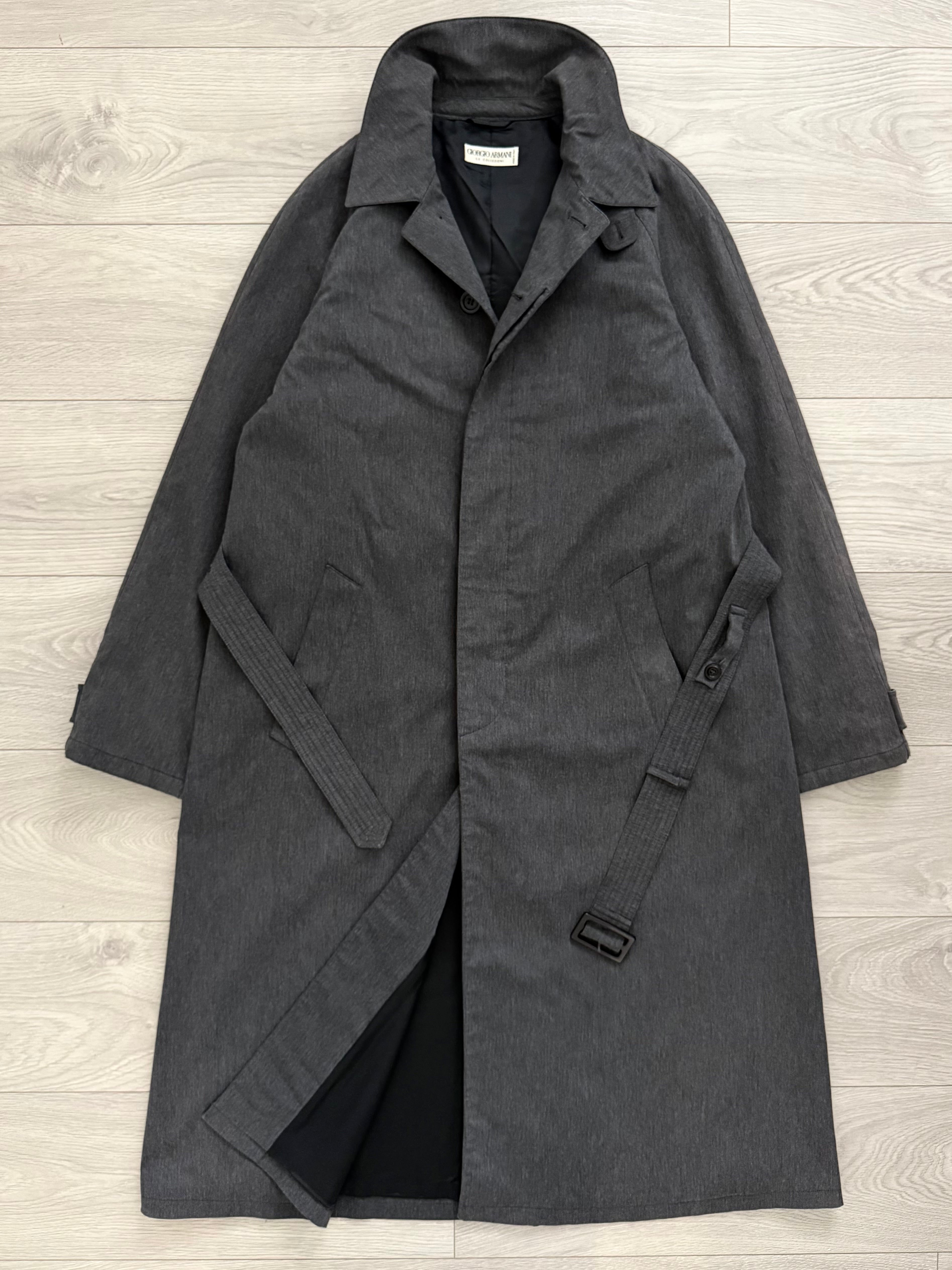 Giorgio Armani 1980s Grey Belted Coat - Size M