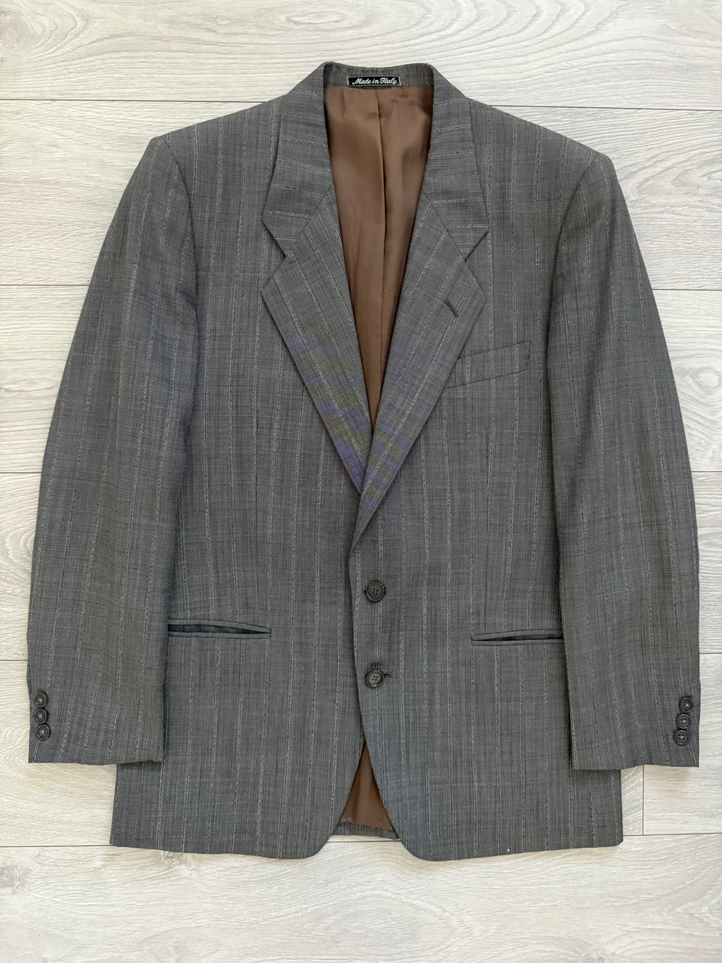 Giorgio Armani Mani 1980s 2B Textured Wool Grey Pleated Suit - Size M Jacket / 32" Waist