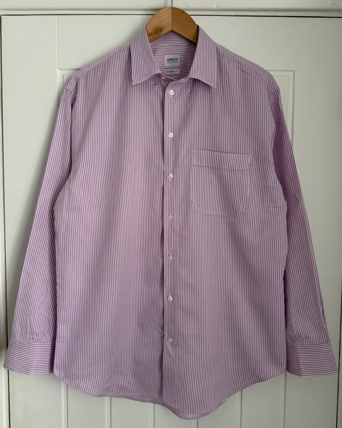 Armani 2004 Striped Snap Collar Shirt - Size M