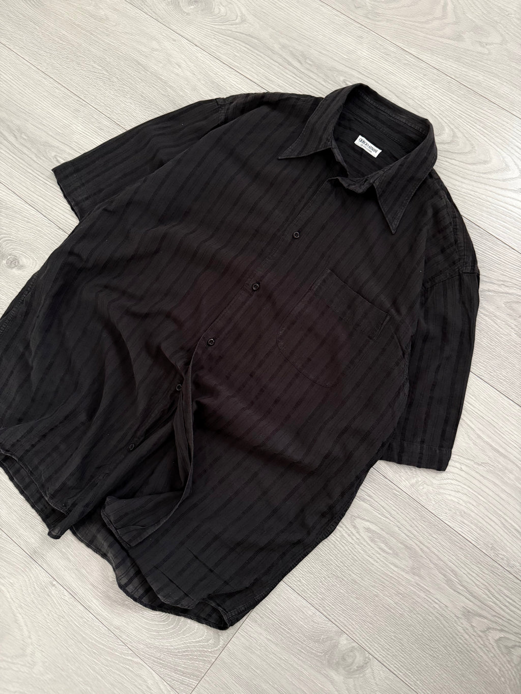 Giorgio Armani 1980s Spear Collar Relaxed Short Sleeve Shirt - Size XL