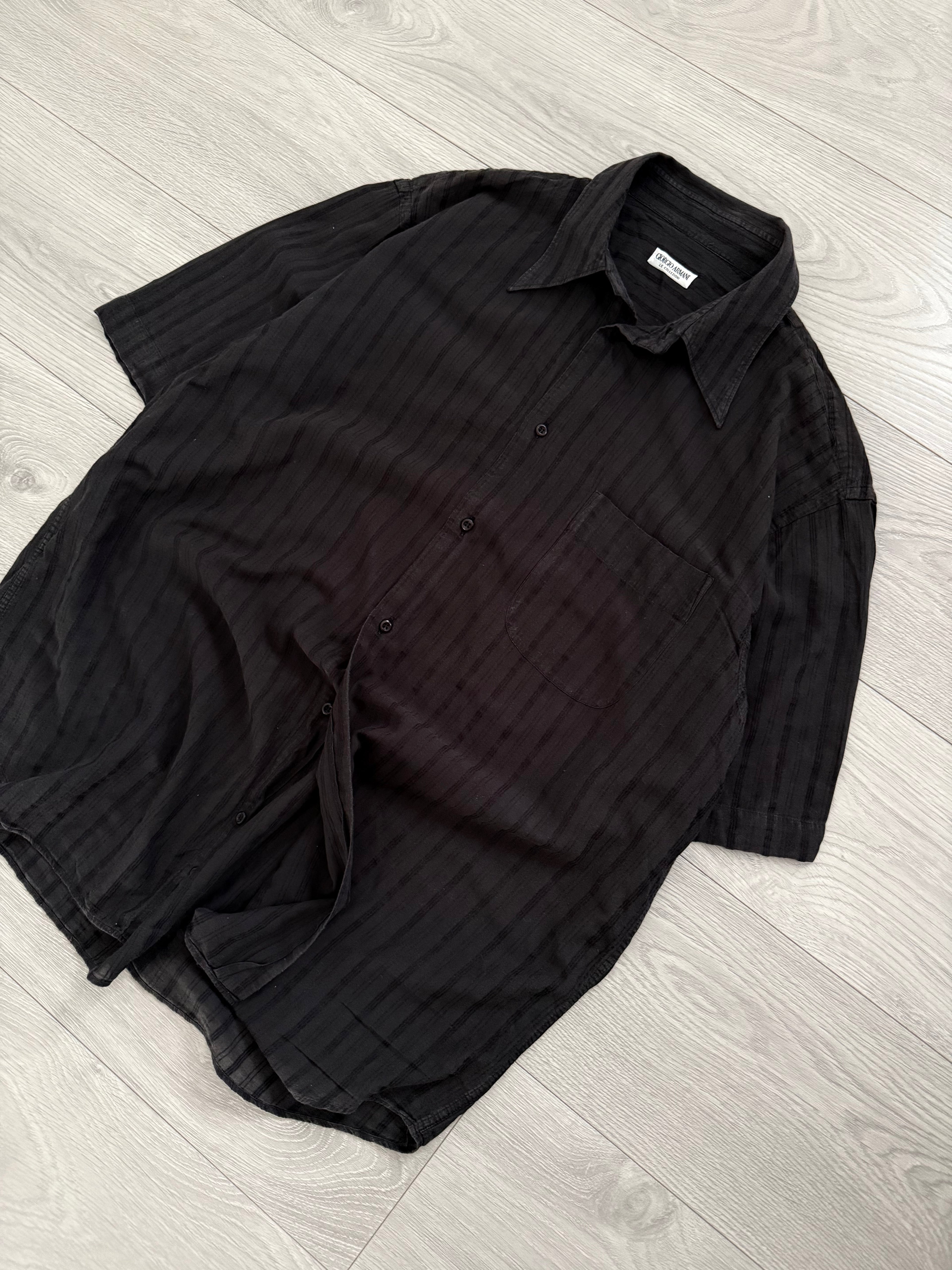 Giorgio Armani 1980s Spear Collar Relaxed Short Sleeve Shirt - Size XL