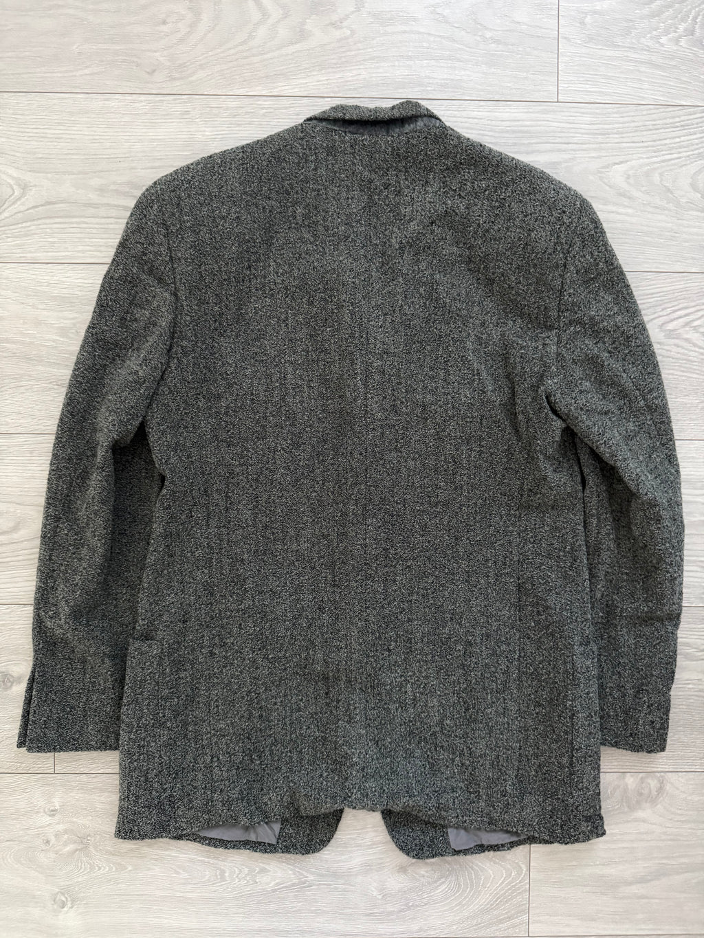 Giorgio Armani 1980s 3B Boucle Textured Grey Wool Sport Jacket Blazer - Size M
