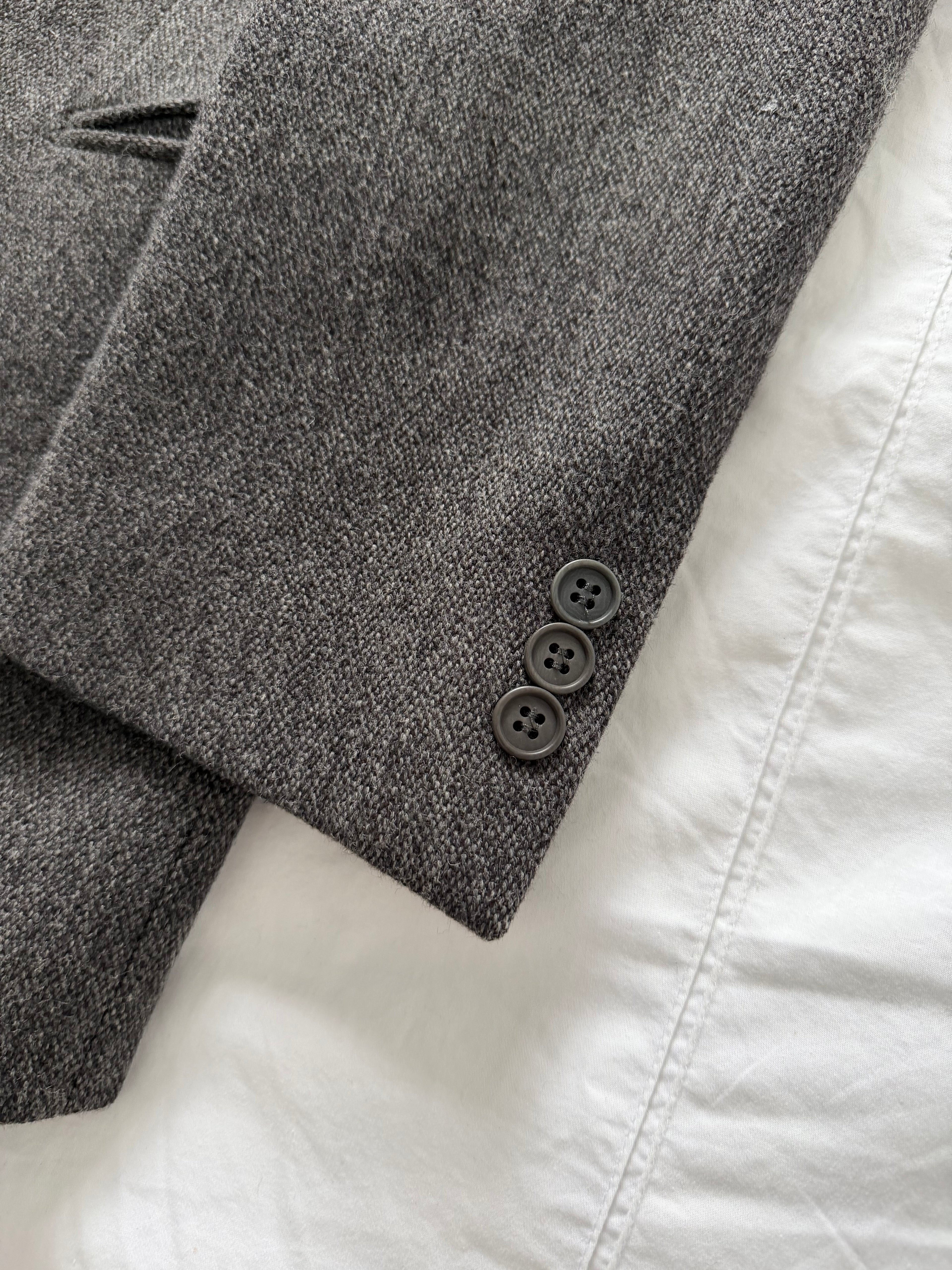 Emporio Armani 1990s 3B Wool Textured Sport Jacket Blazer Grey - Size S