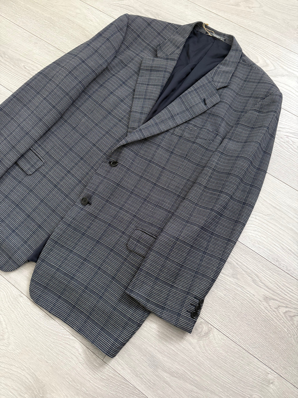 Valentino 1980s 2B Textured Wool Check Sports Jacket Blazer  - Size XXL
