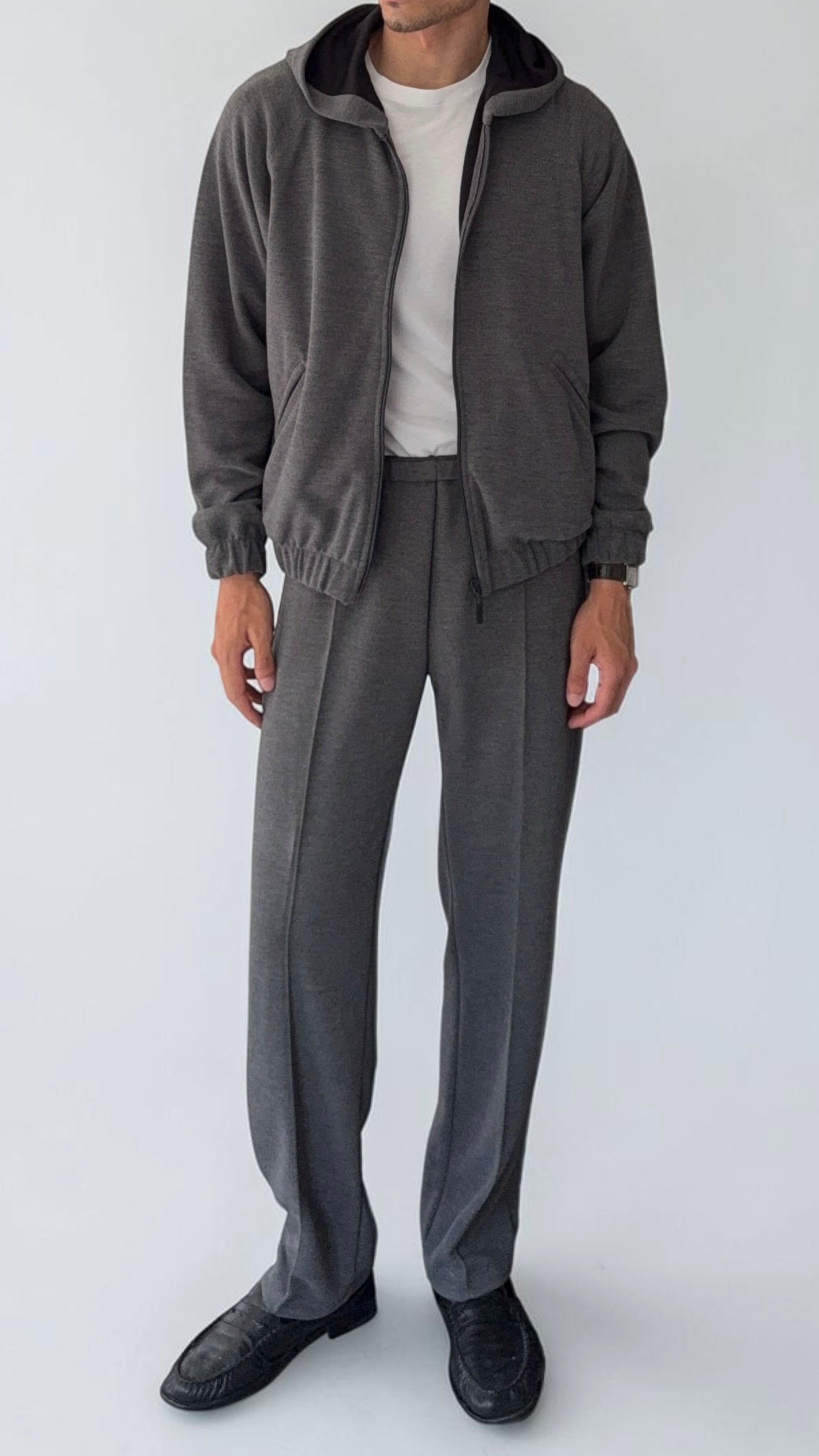 Emporio Armani 1990s Grey Pleated Tracksuit Set - Size M