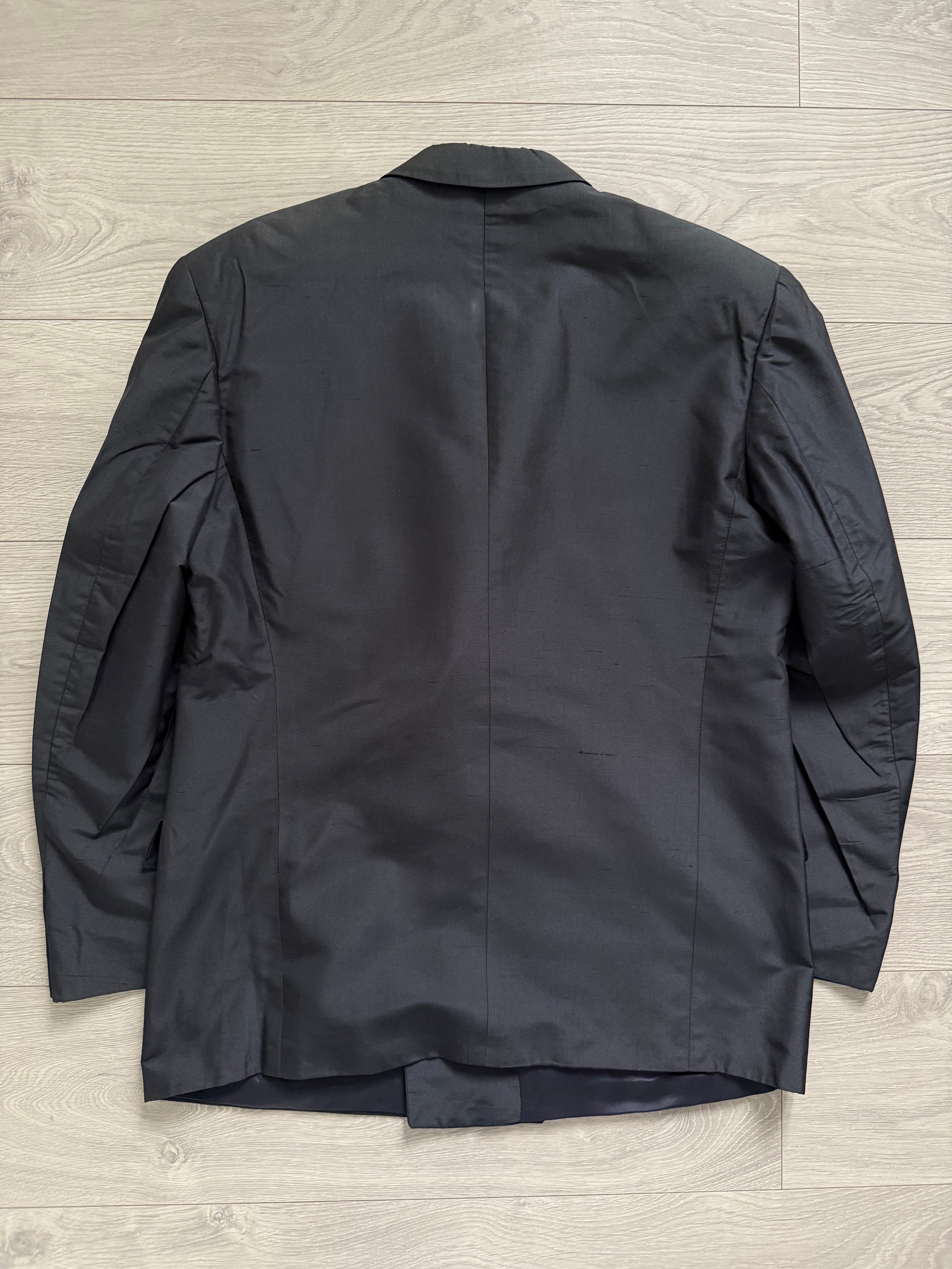 Hugo Boss 1980s 'Tango' Double Breasted Peaked Lapel Silk Suit - Size XL Jacket / 35" Waist
