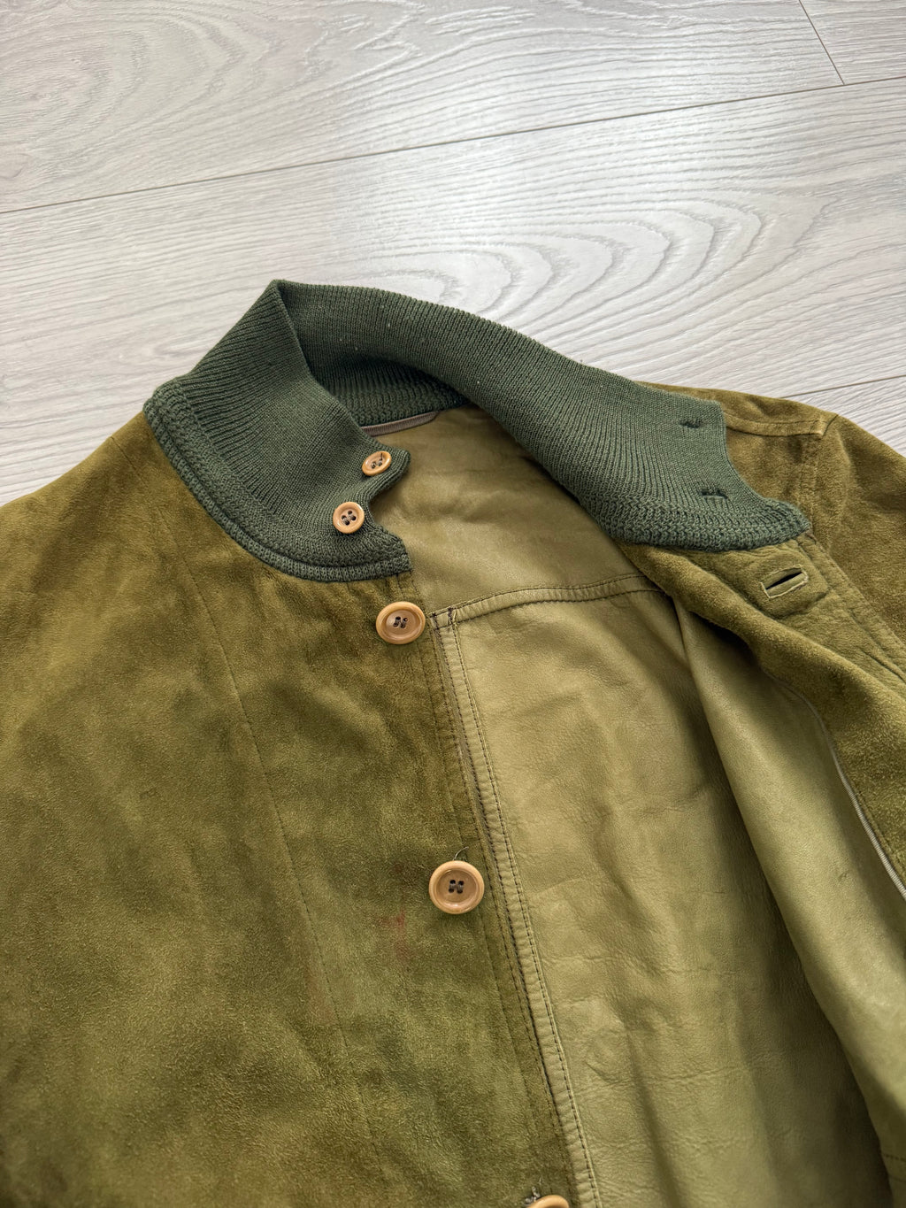 Sicons Armani 1980s Suede Green Military Flight Jacket - Size S