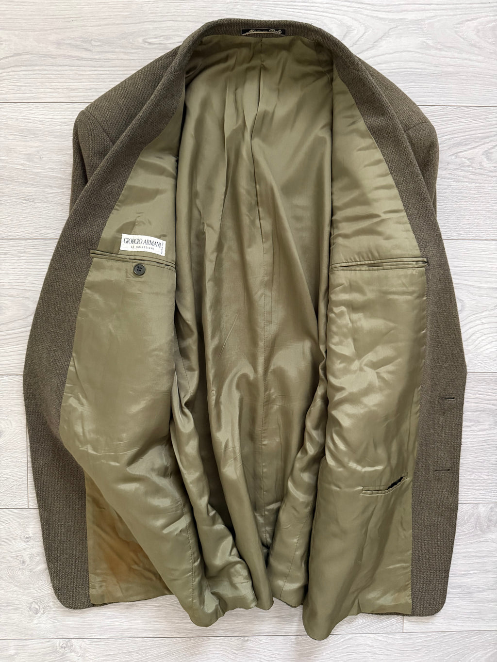 Giorgio Armani 1980s 2B Khaki Brown Wool Sport Jacket Blazer - Size XXL