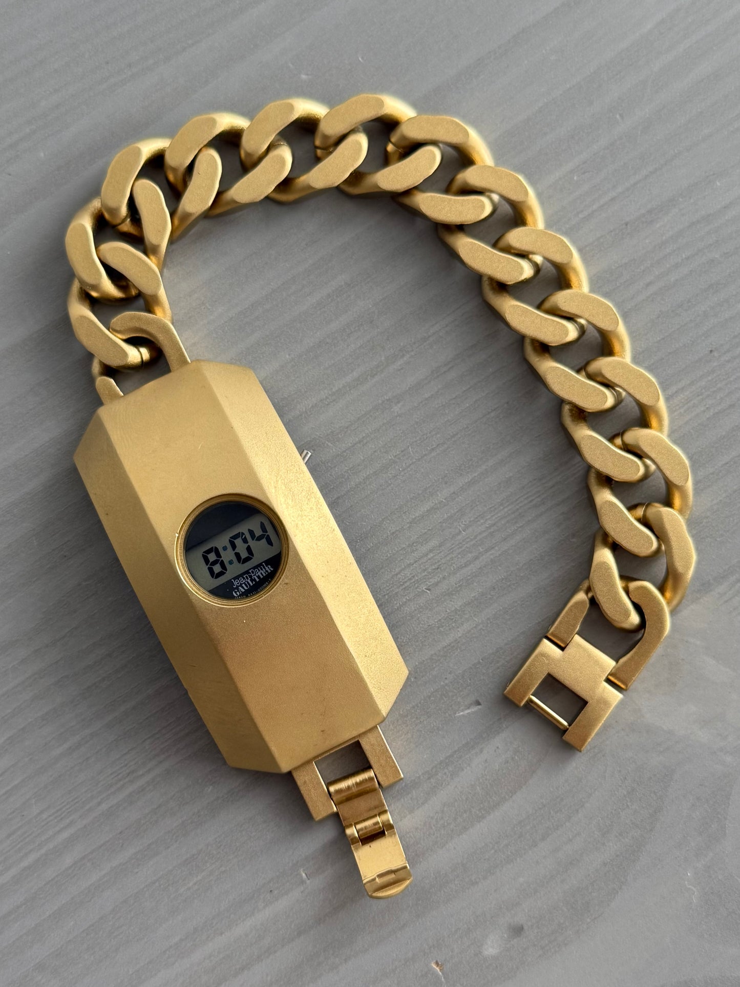 Jean Paul Gaultier 1990s Gold Colour Digital Technical Watch Bracelet