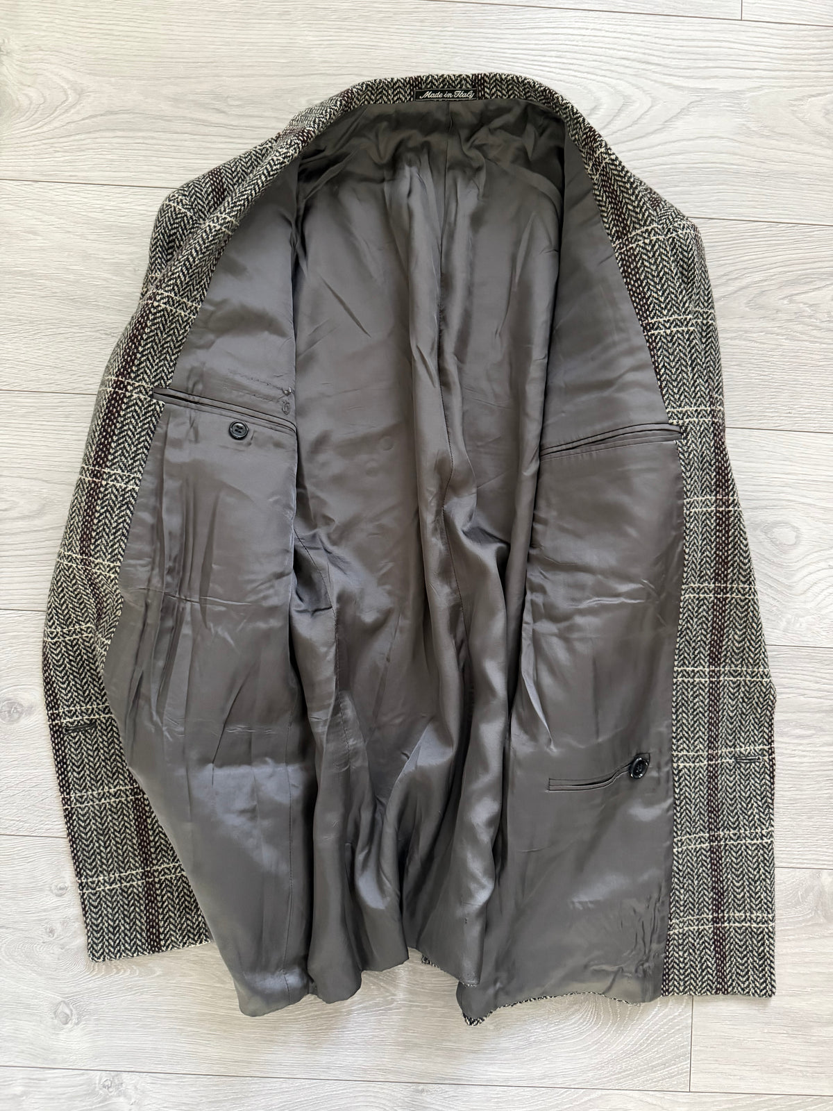 Giorgio Armani Double Breasted Check Wool Textured Sport Jacket Blazer - Size M