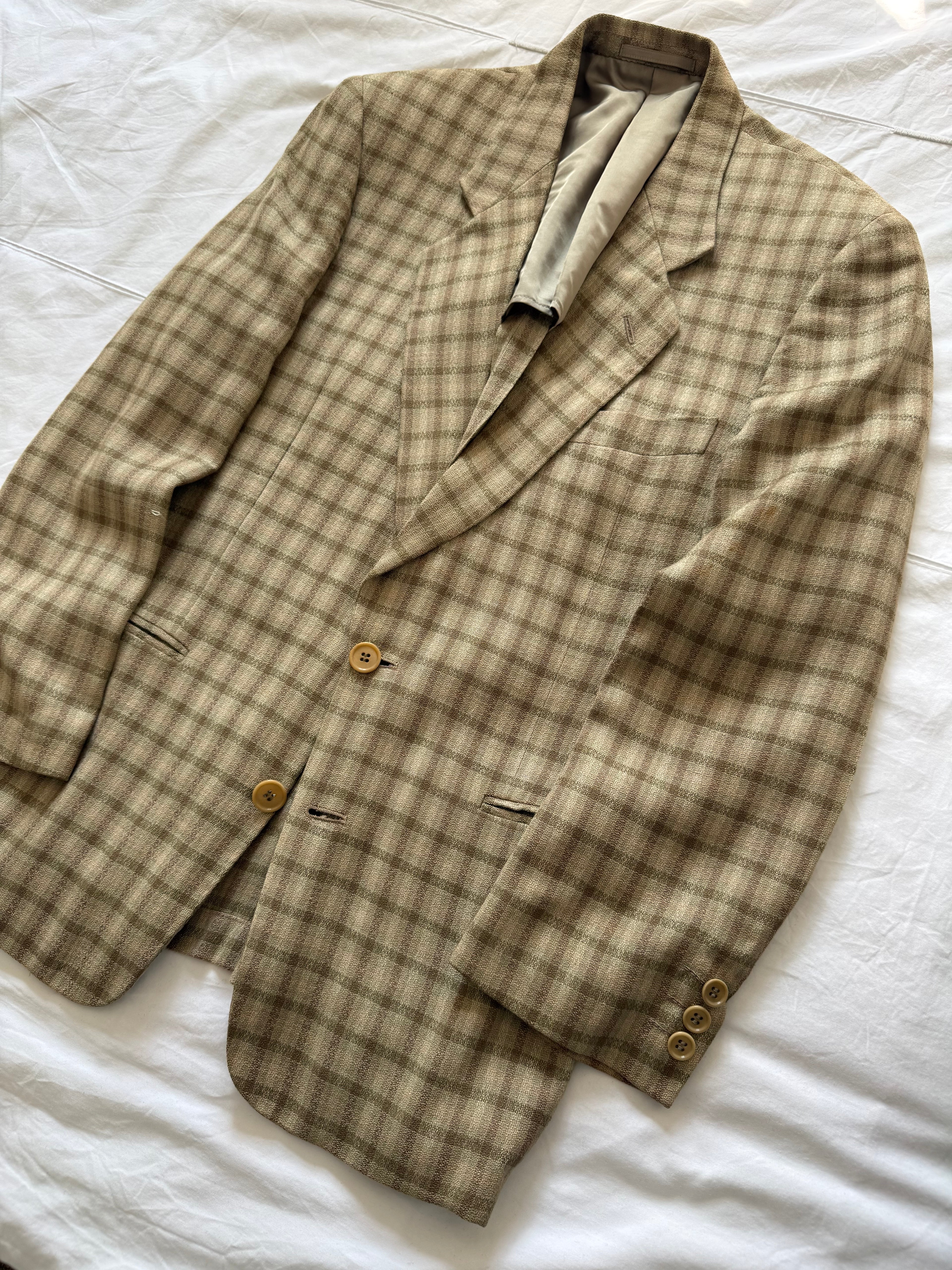 Emporio Armani 1980s 2B Textured Linen Silk Wool Lightweight Sport Jacket Blazer  - Size S
