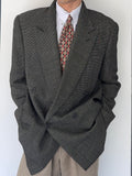 Giorgio Armani 1980s Peaked Lapel Double Breasted Textured Wool Sports Jacket Blazer - Size XXL
