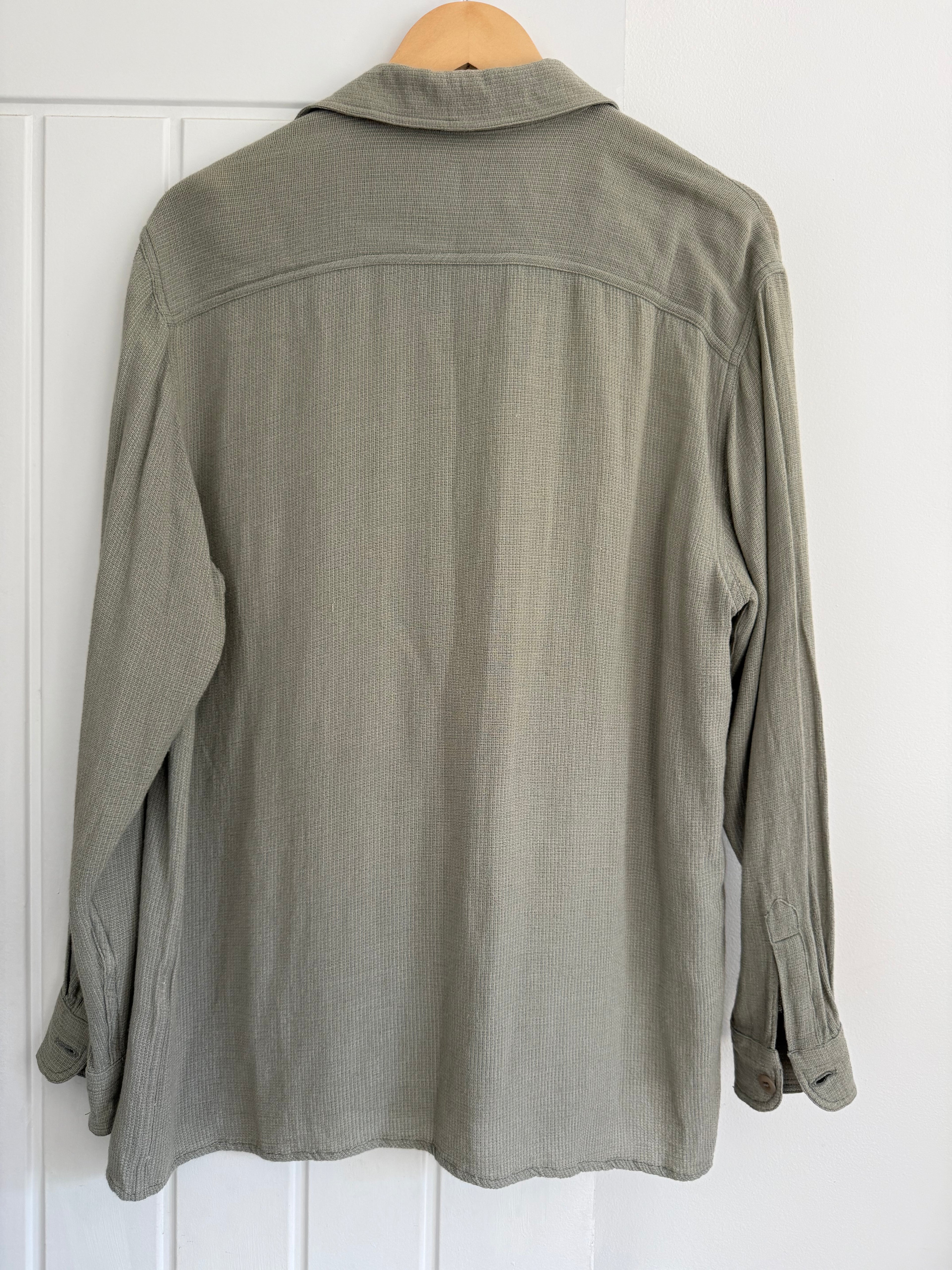 Armani 1990s Viscose Cotton Draped Shirt - Size L