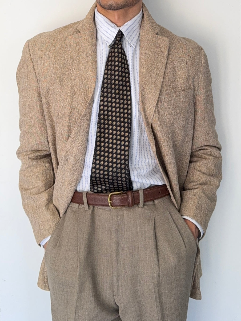 Hilton Armani 1990s Linen Silk 2B Handmade Sports Jacket Blazer - Size L
