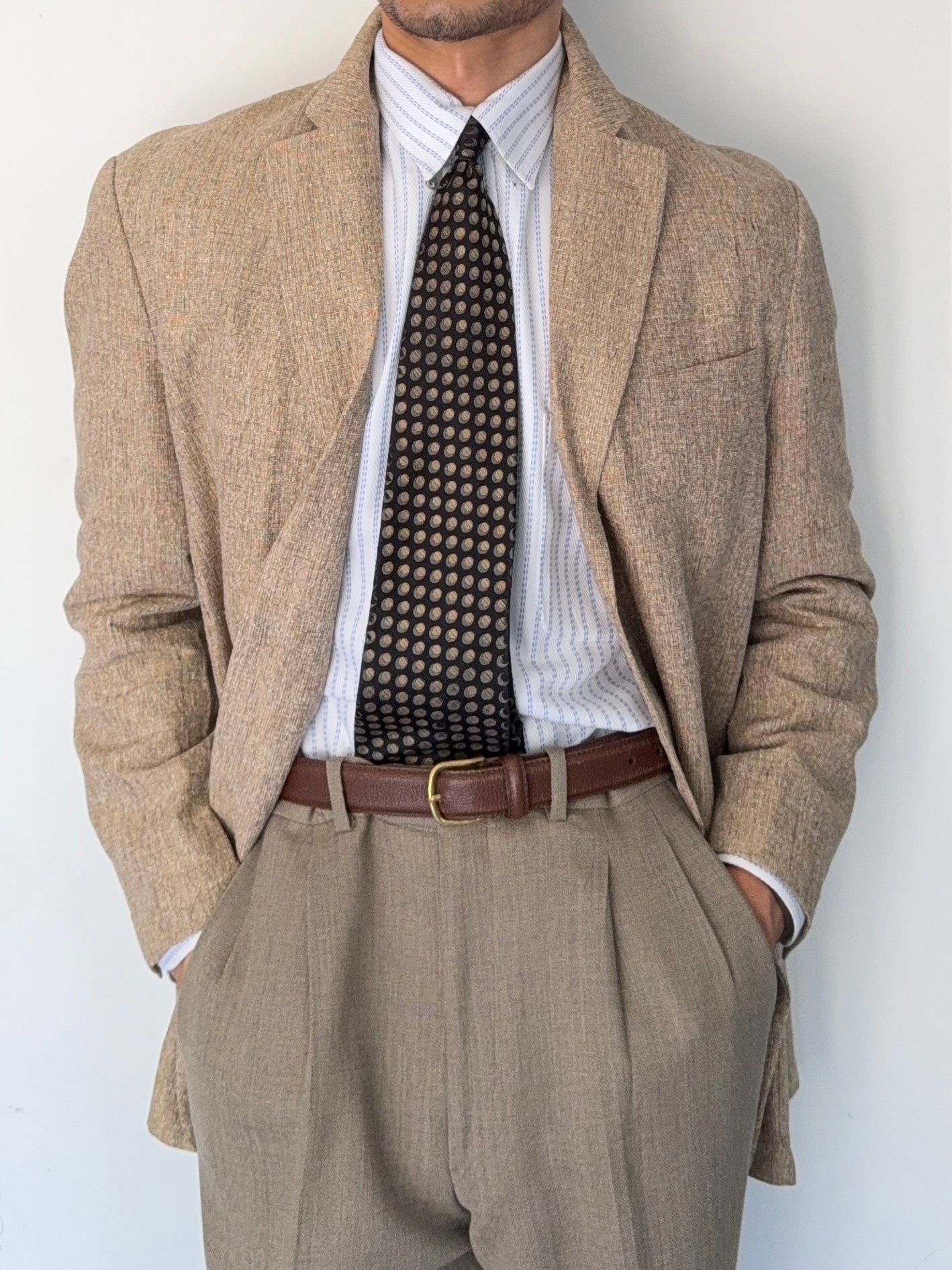 Hilton Armani 1990s Linen Silk 2B Handmade Sports Jacket Blazer - Size L