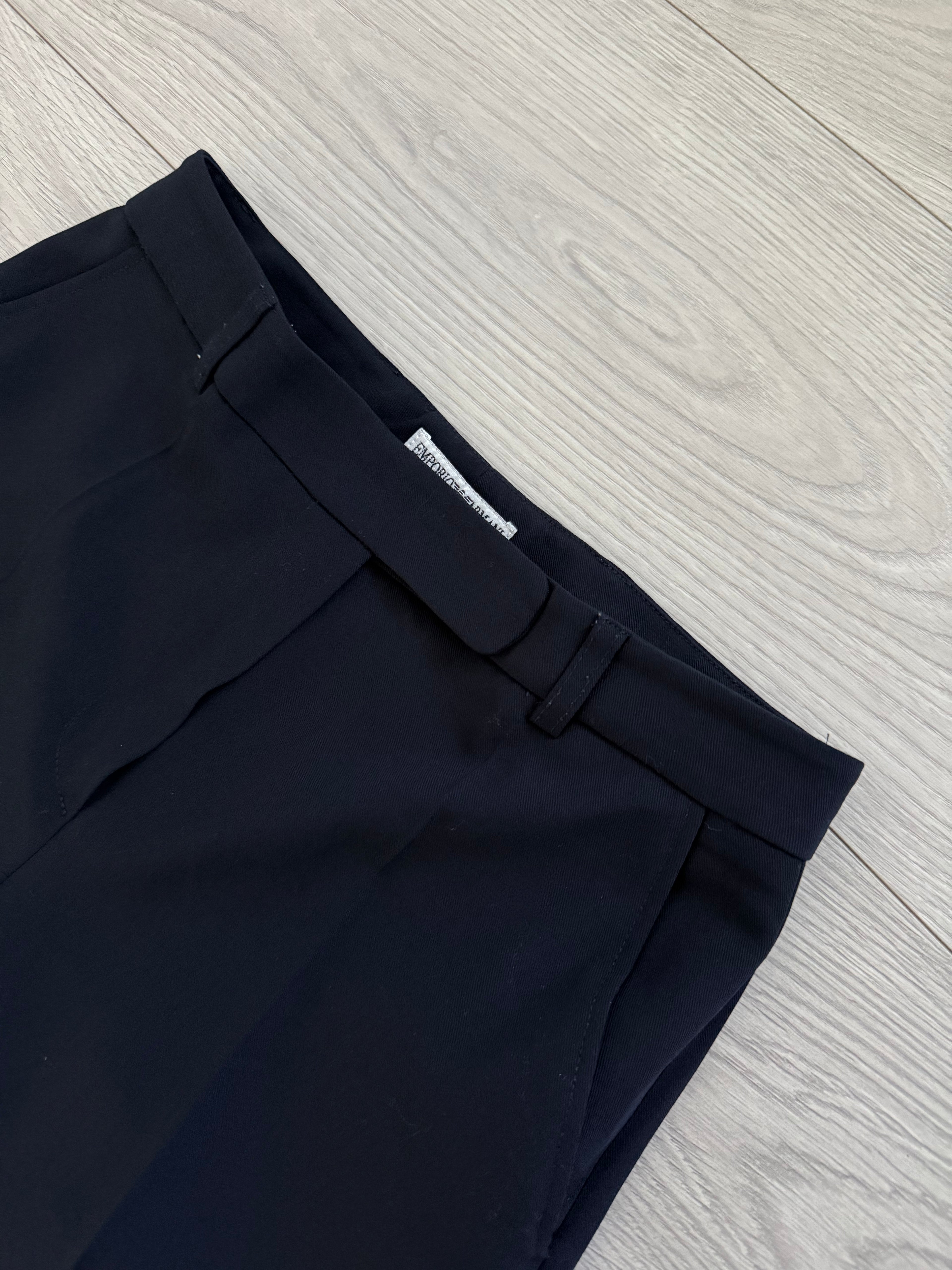 Emporio Armani AW1992 Womens Draped Wool Navy Suit - Size M Jacket / 28" Waist