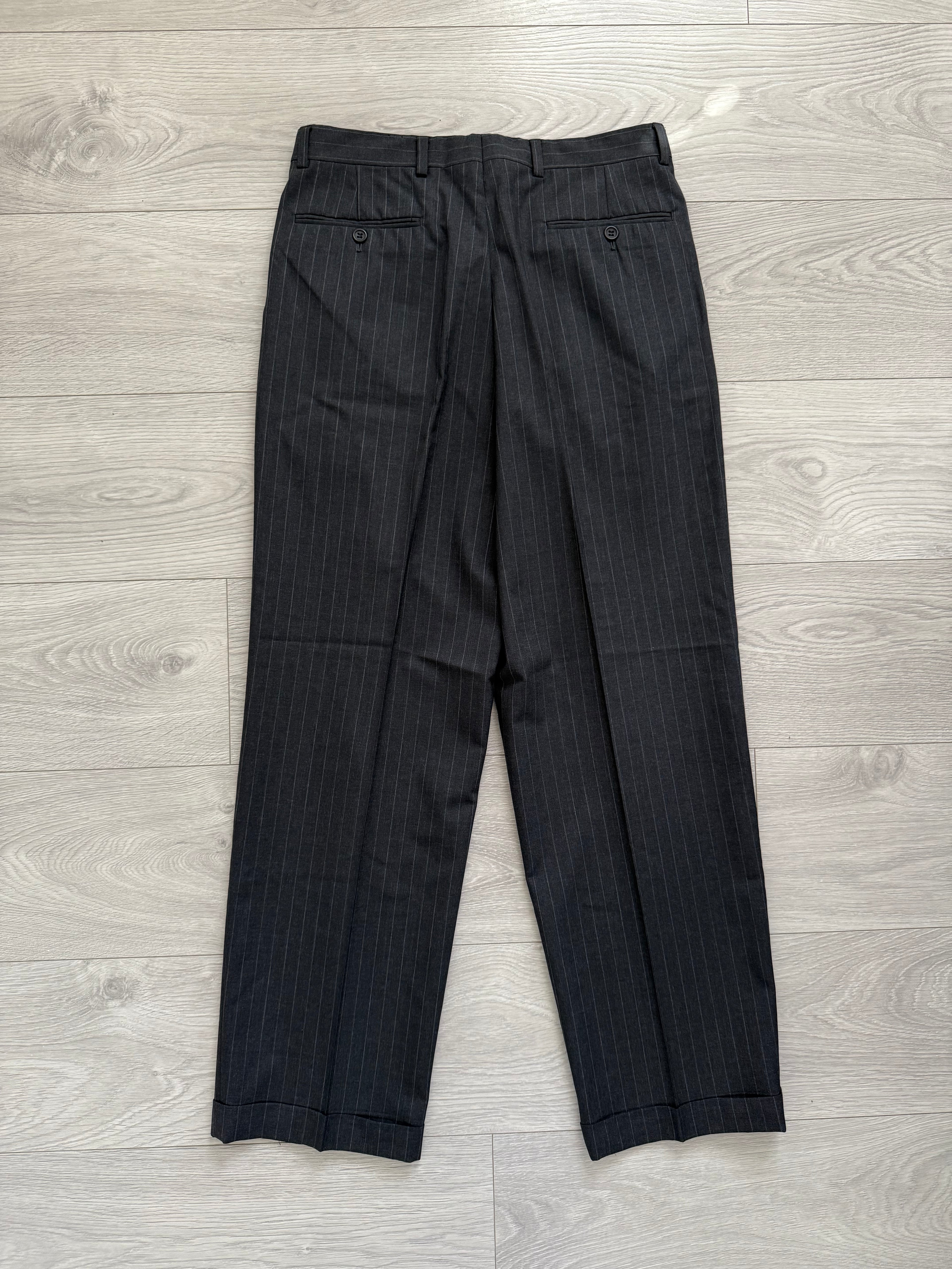 Giorgio Armani 1990s Double-Breasted Pleated Striped Suit - Size M Jacket / 30" Waist