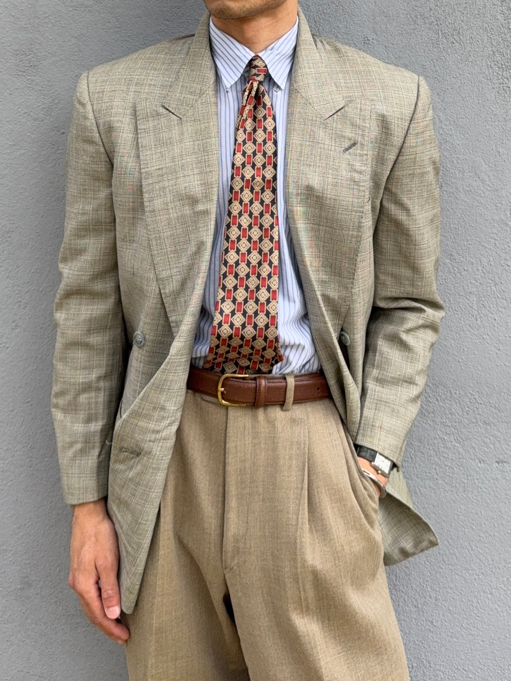 Valentino 1980s Peaked Lapel Double Breasted Wool Sports Blazer Jacket - Size S