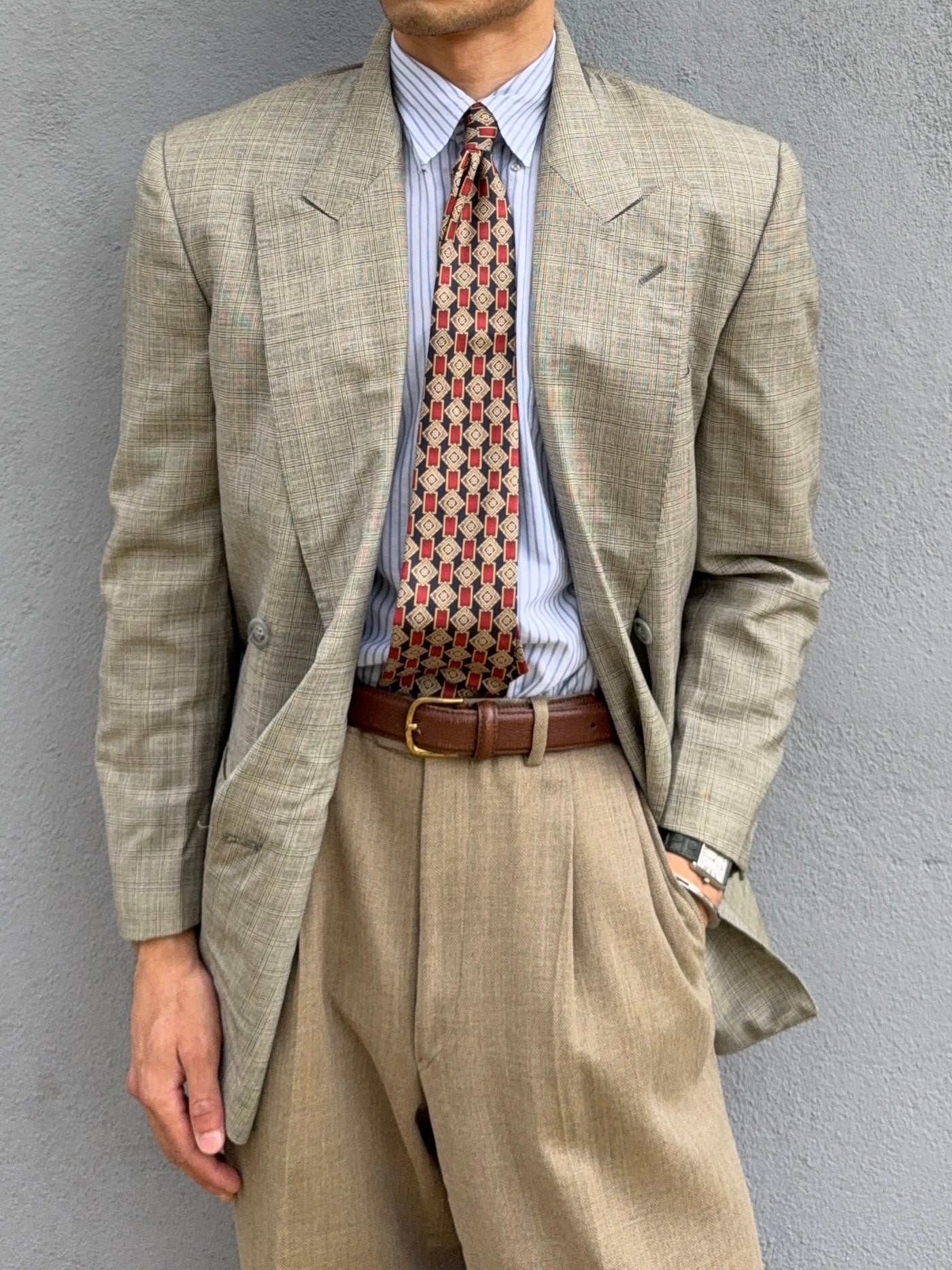Valentino 1980s Peaked Lapel Double Breasted Wool Sports Blazer Jacket - Size S