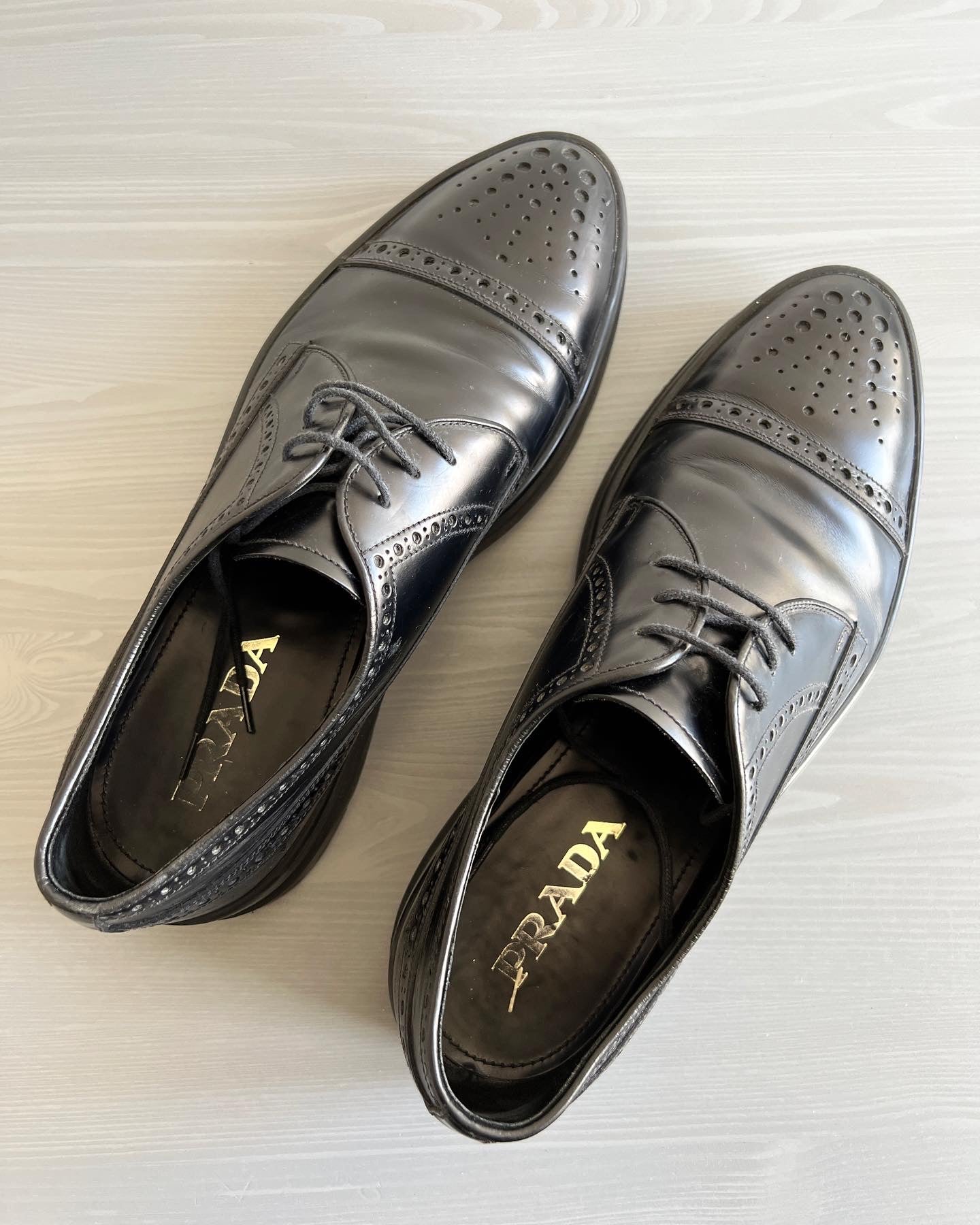 Prada Rubber Sole Brogue Derby Shoes - Size US10