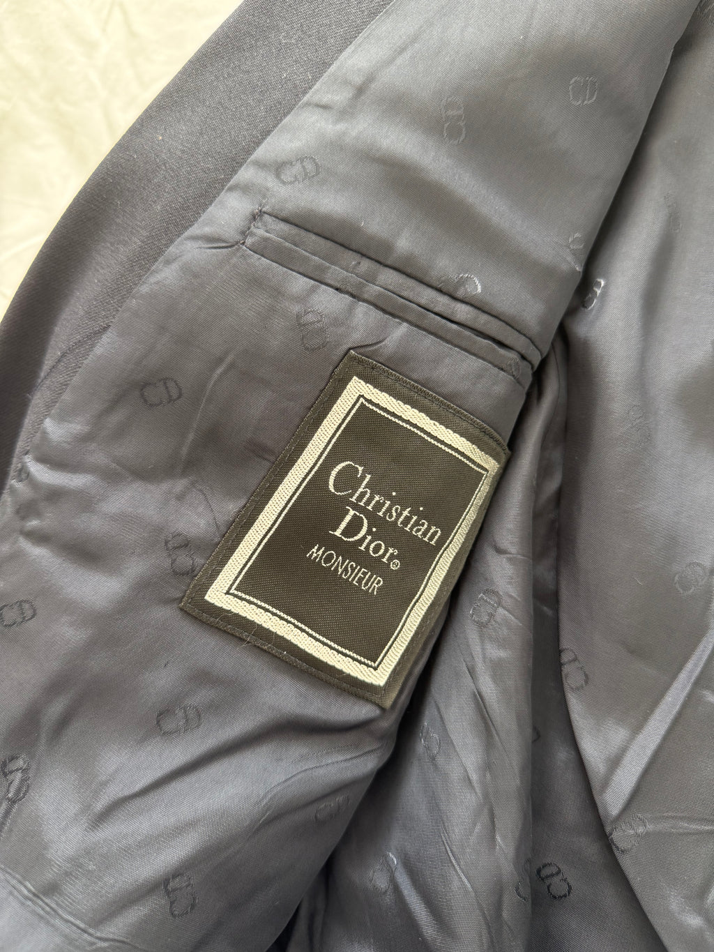 Christian Dior 1980s Metal Button Double Breasted Wool Sport Jacket Blazer Navy Blue - Size M