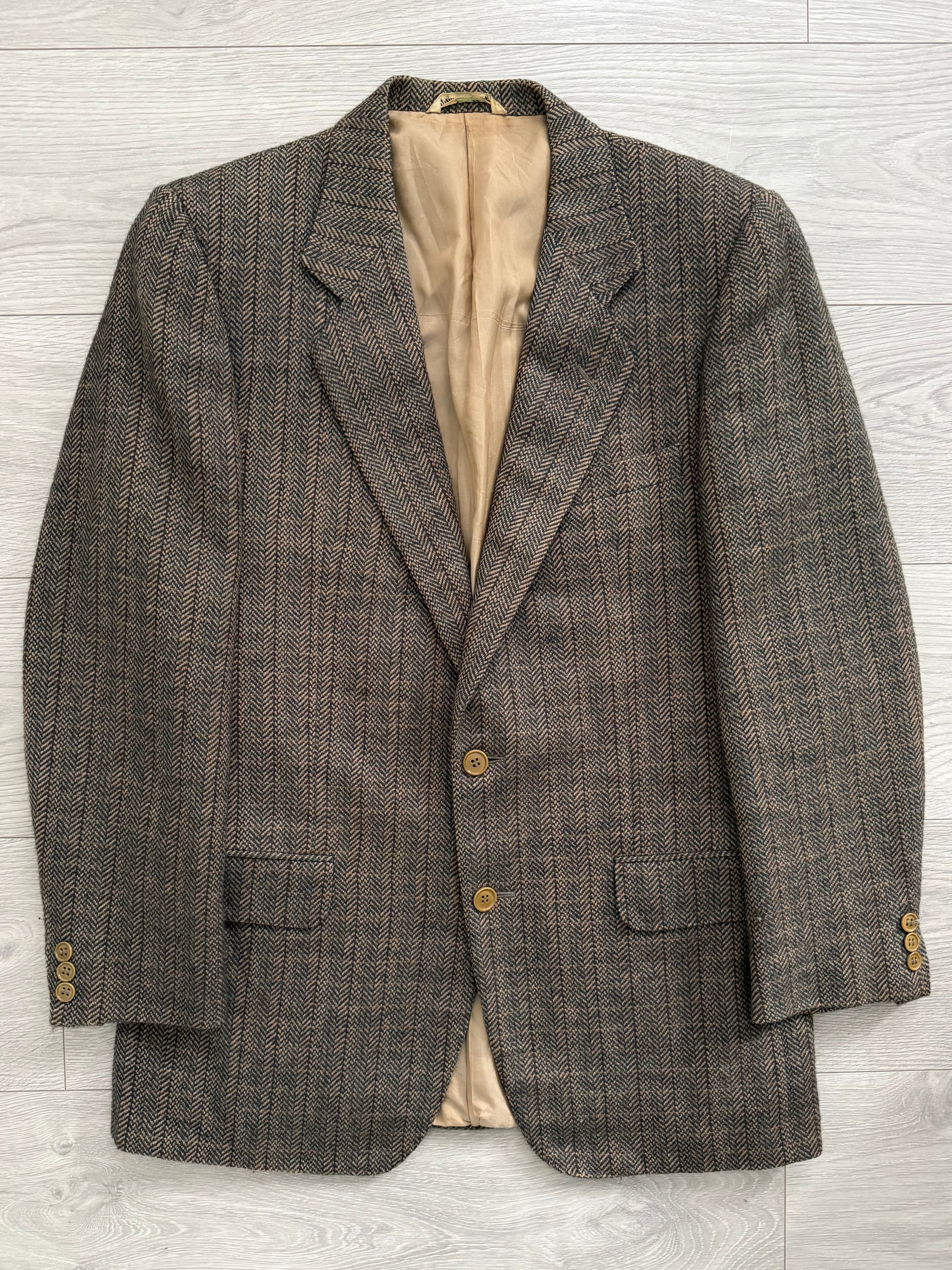 Saint Laurent Rive Gauche Vintage Herringbone Wool Jacket - Size S