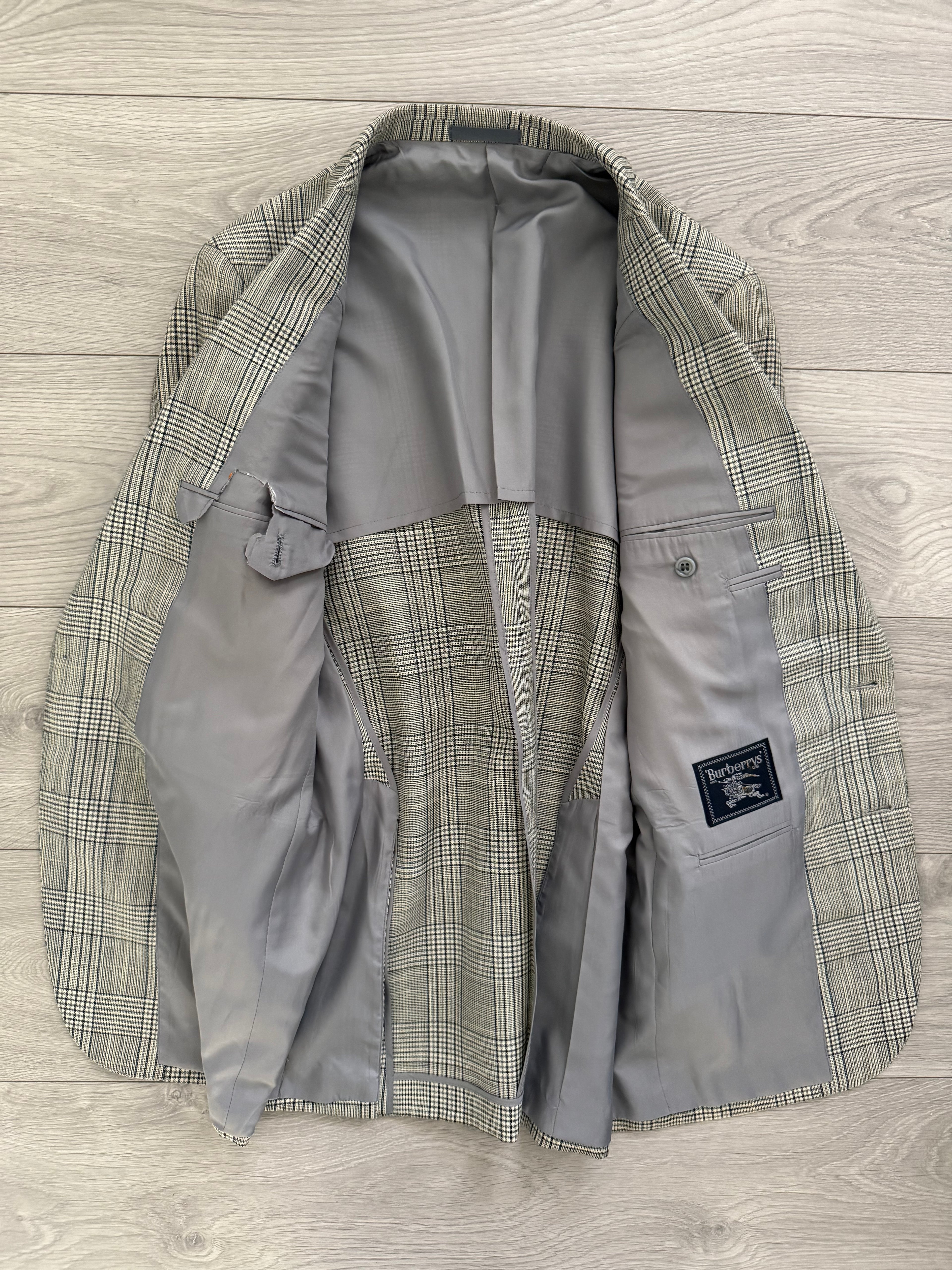 Burberry 1990s 2B Wool Grey Lightweight Partially Lined Sports Jacket Blazer - Size S