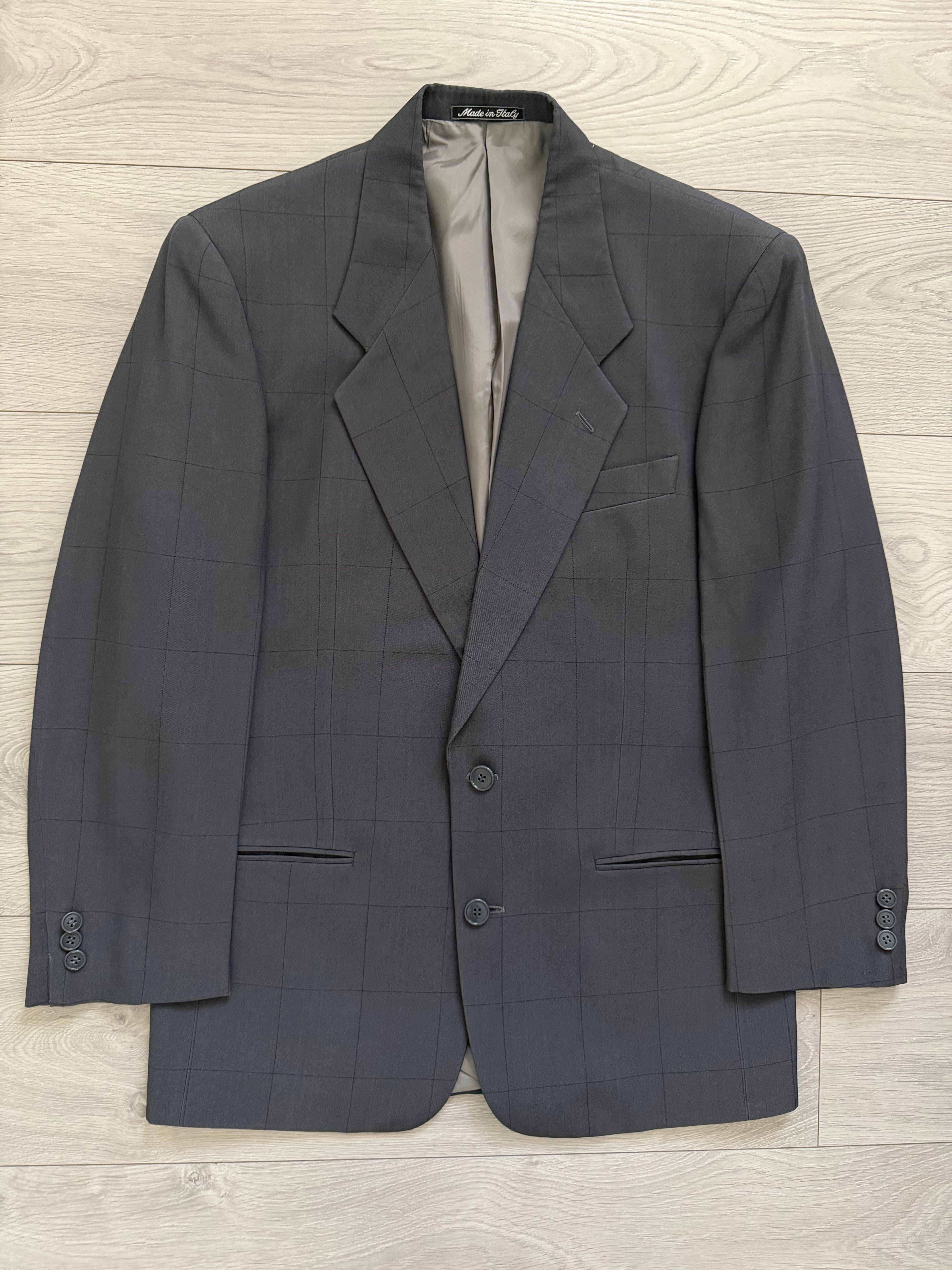 Giorgio Armani Mainline 1980s 2B Double Pleat Draped Grey Suit - Size S Jacket / 29" Waist