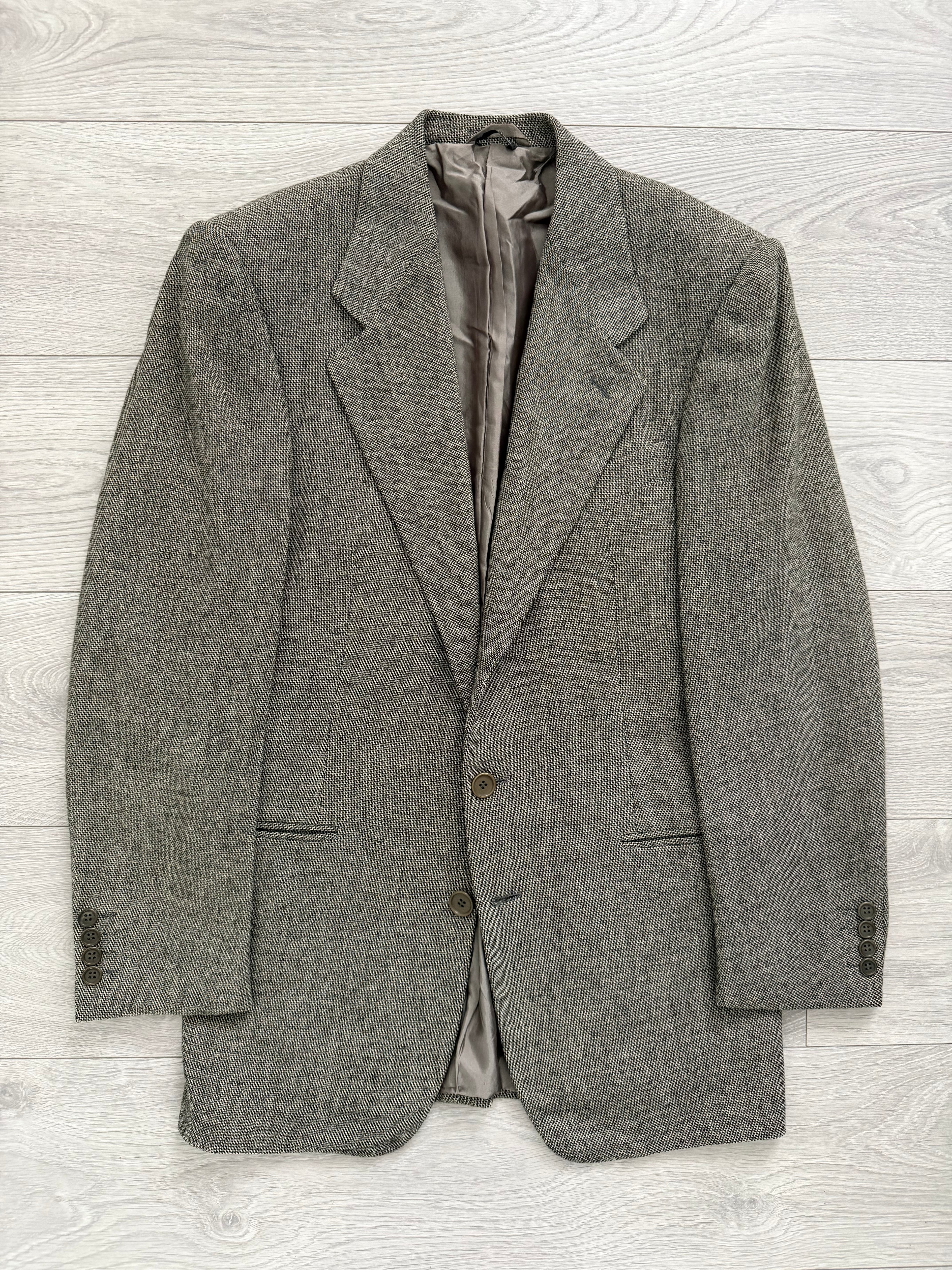 Giorgio Armani Black Label 1990s Textured Wool Check Sports Jacket Blazer - Size S