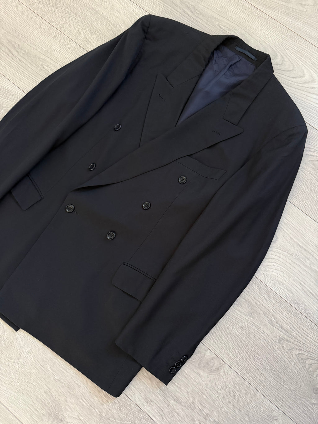 Hugo Boss 1980s Peaked Lapel Double Breasted Wool Sports Blazer Jacket - Size XXL