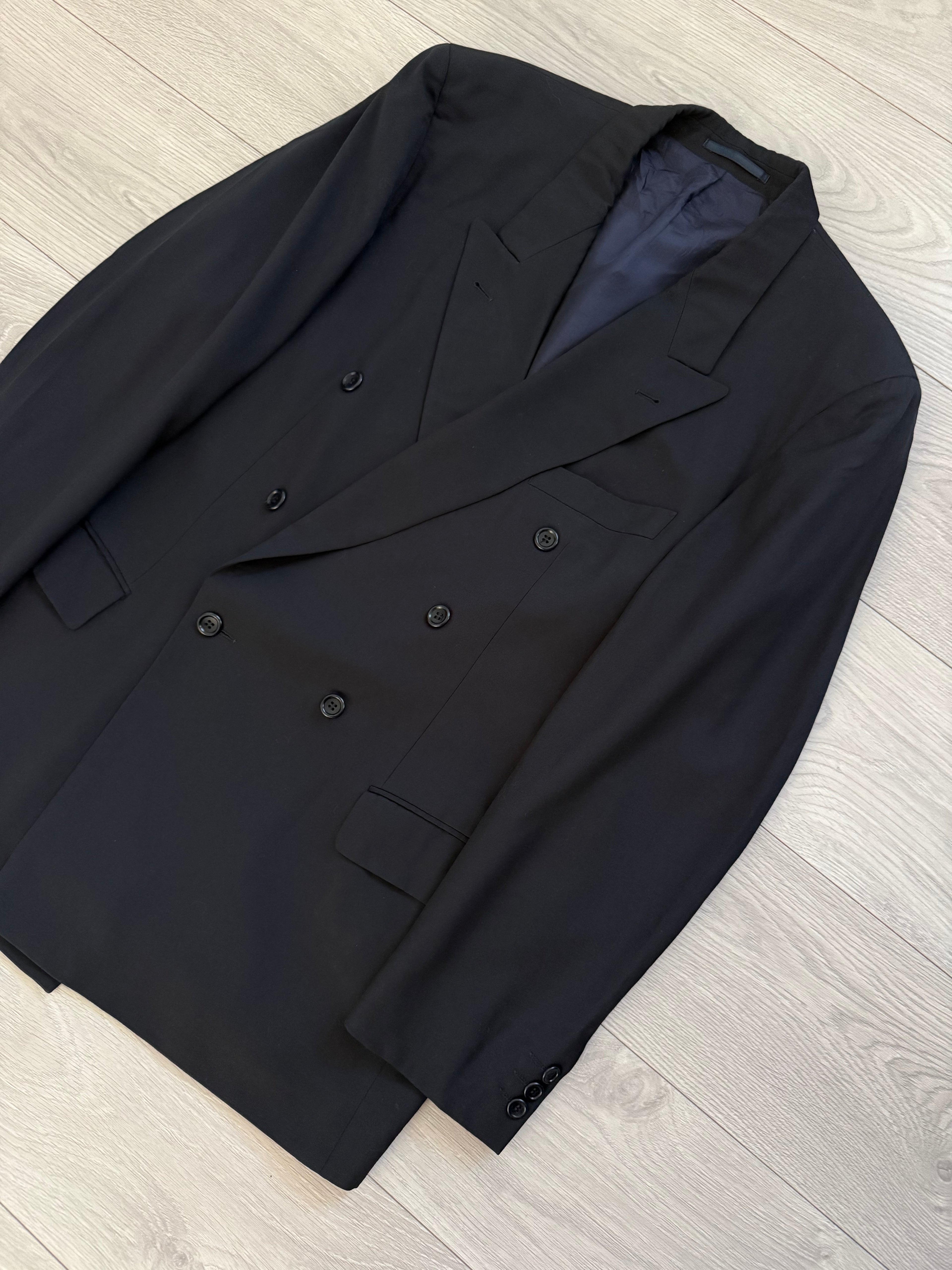Hugo Boss 1980s Peaked Lapel Double Breasted Wool Sports Blazer Jacket - Size XXL