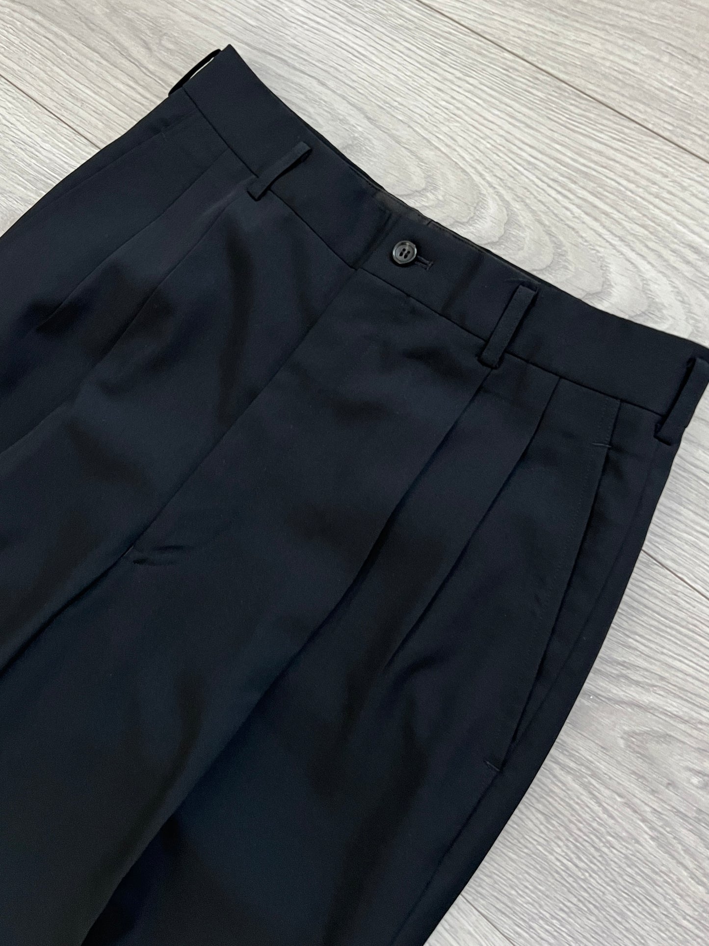 Comme Des Garcons Homme 1992 Double-Pleated Black Wool Suit - Size M Jacket / 30" Waist