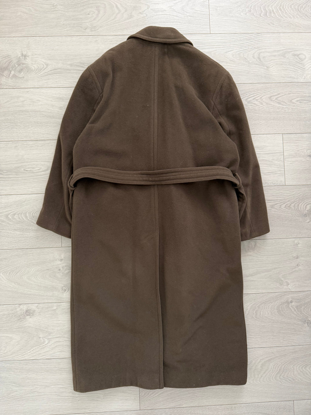 Hugo Boss 1980s Double-Breasted Belted Wool Brown Coat - Size M
