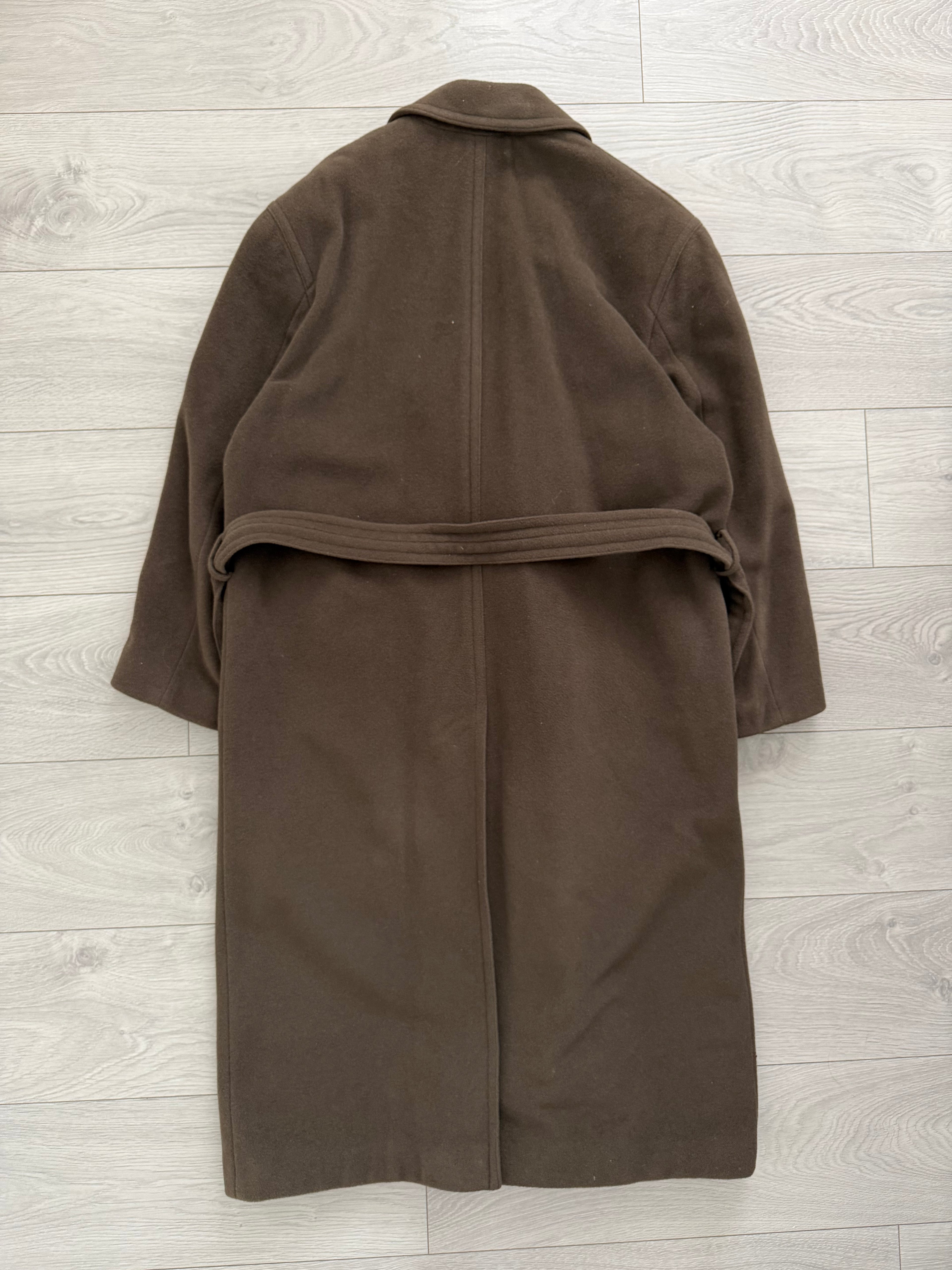 Hugo Boss 1980s Double-Breasted Belted Wool Brown Coat - Size M