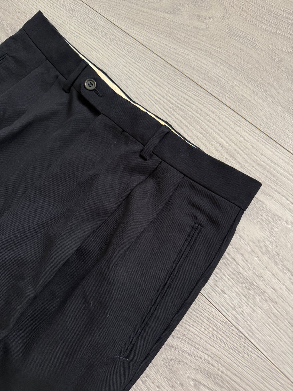 Giorgio Armani 1980s Double Pleat Wool Navy Pants - Size 34" Waist