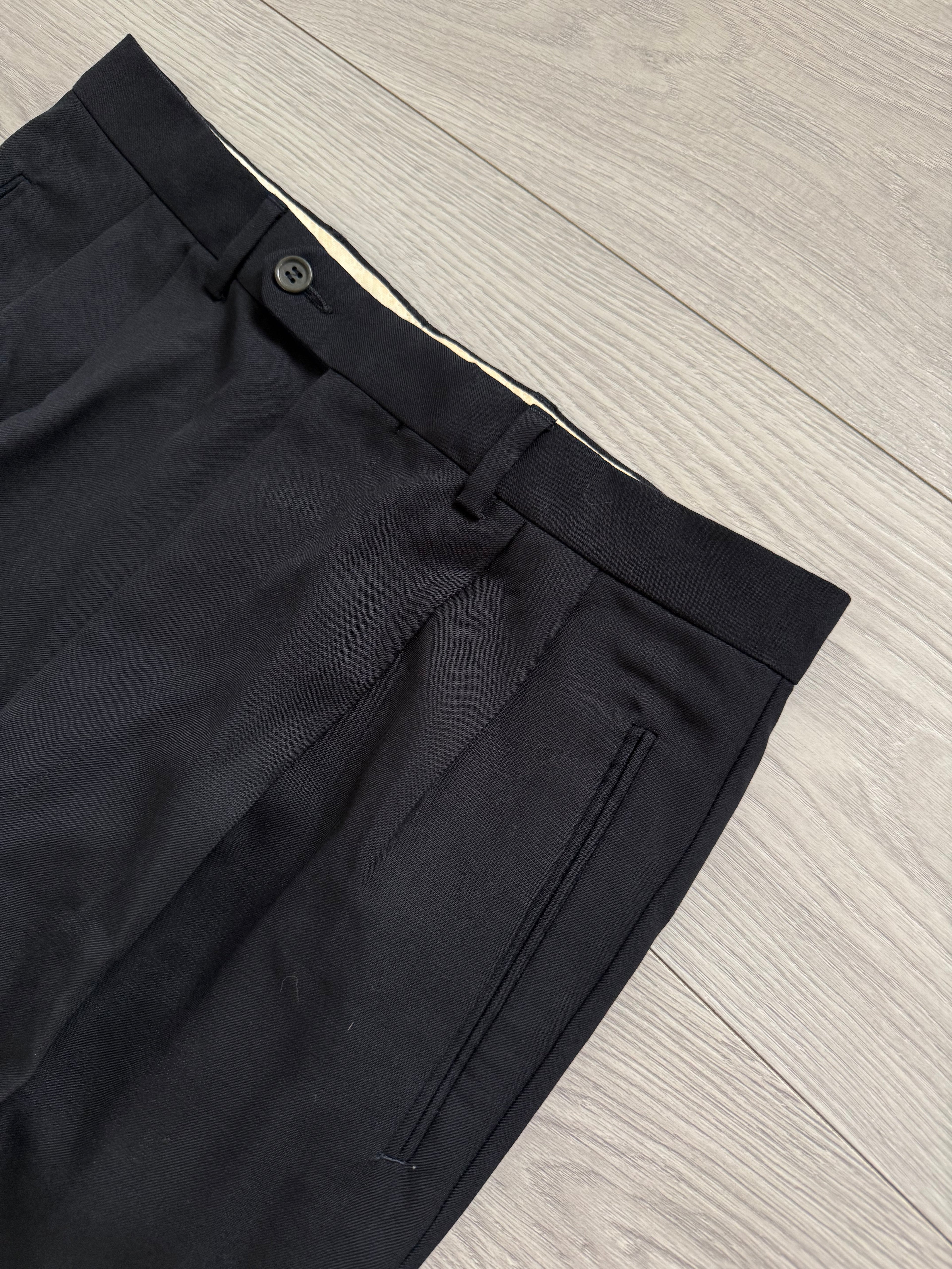Giorgio Armani 1980s Double Pleat Wool Navy Pants - Size 34" Waist