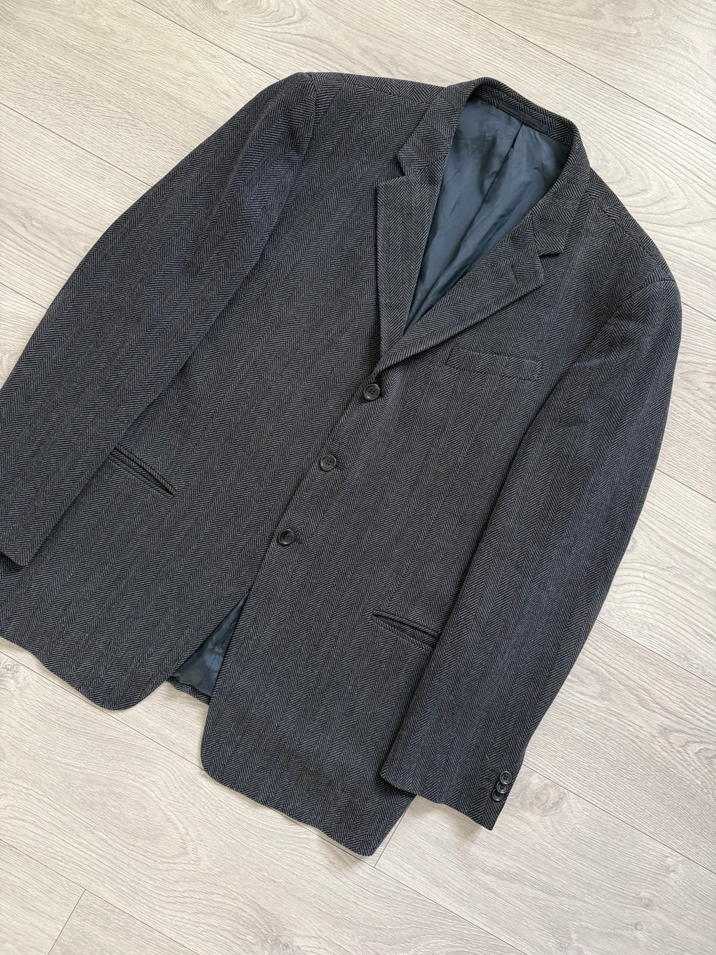 Armani 1990s Herringbone Wool 3B Sports Jacket Blazer - Size XXL