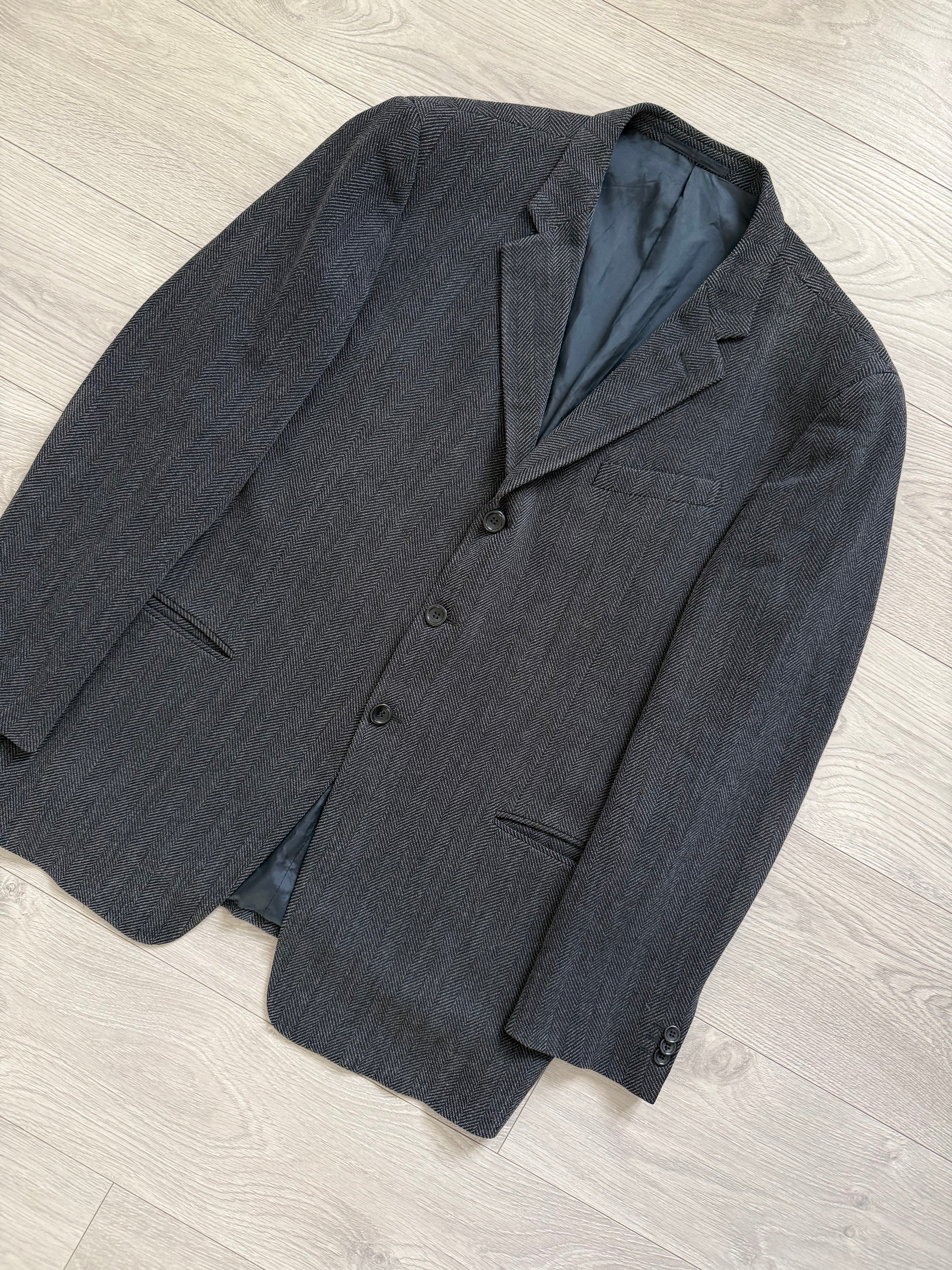 Armani 1990s Herringbone Wool 3B Sports Jacket Blazer - Size XXL