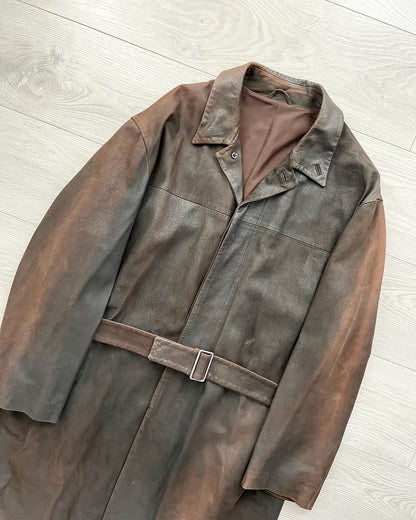 Jil Sander by Raf Simons 2000s Belted Leather Coat - Size L