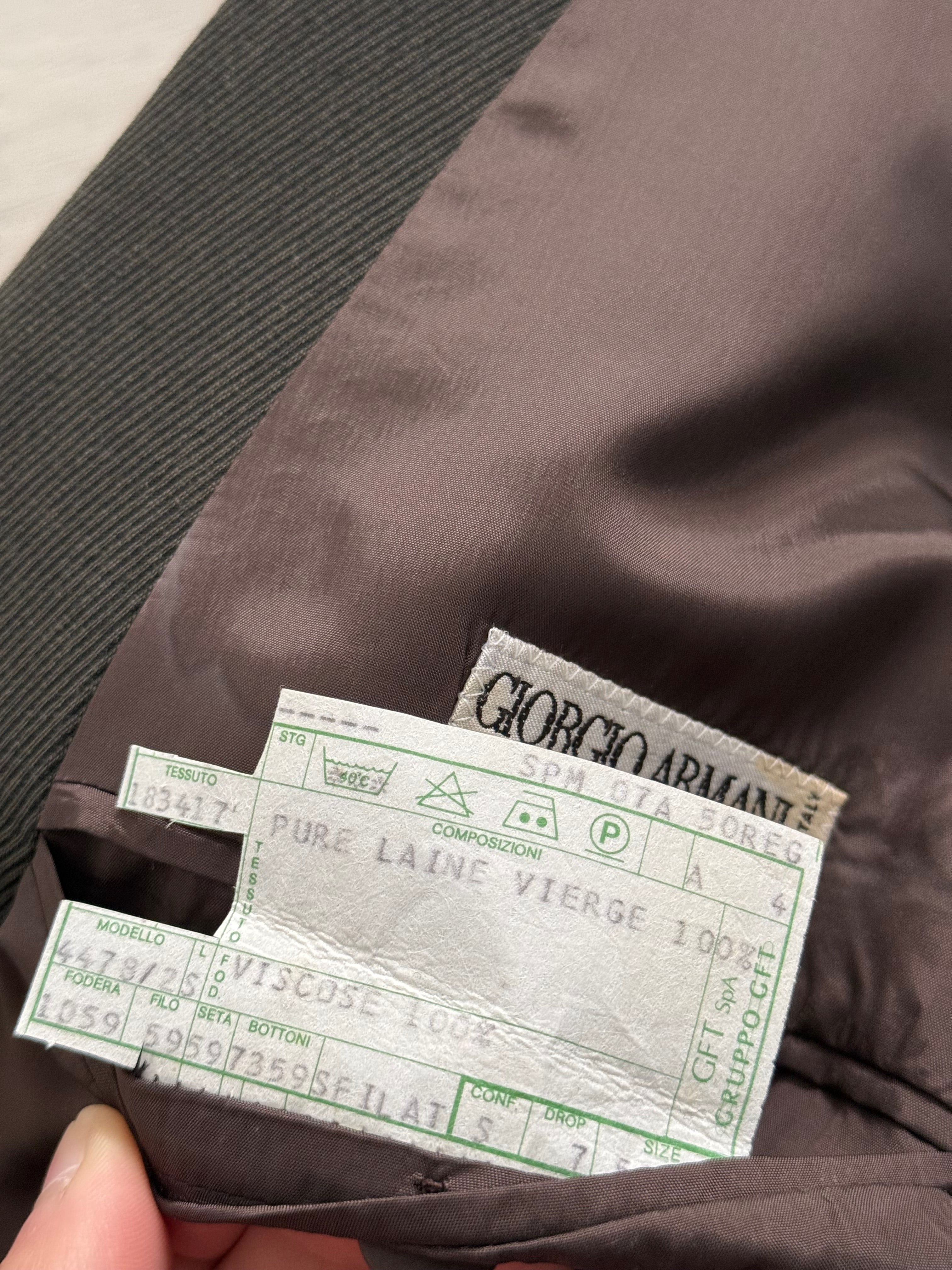 Giorgio Armani 1980s Double Breasted Pleated Wool Suit Forest Green New - Size L Jacket / 32" Waist `