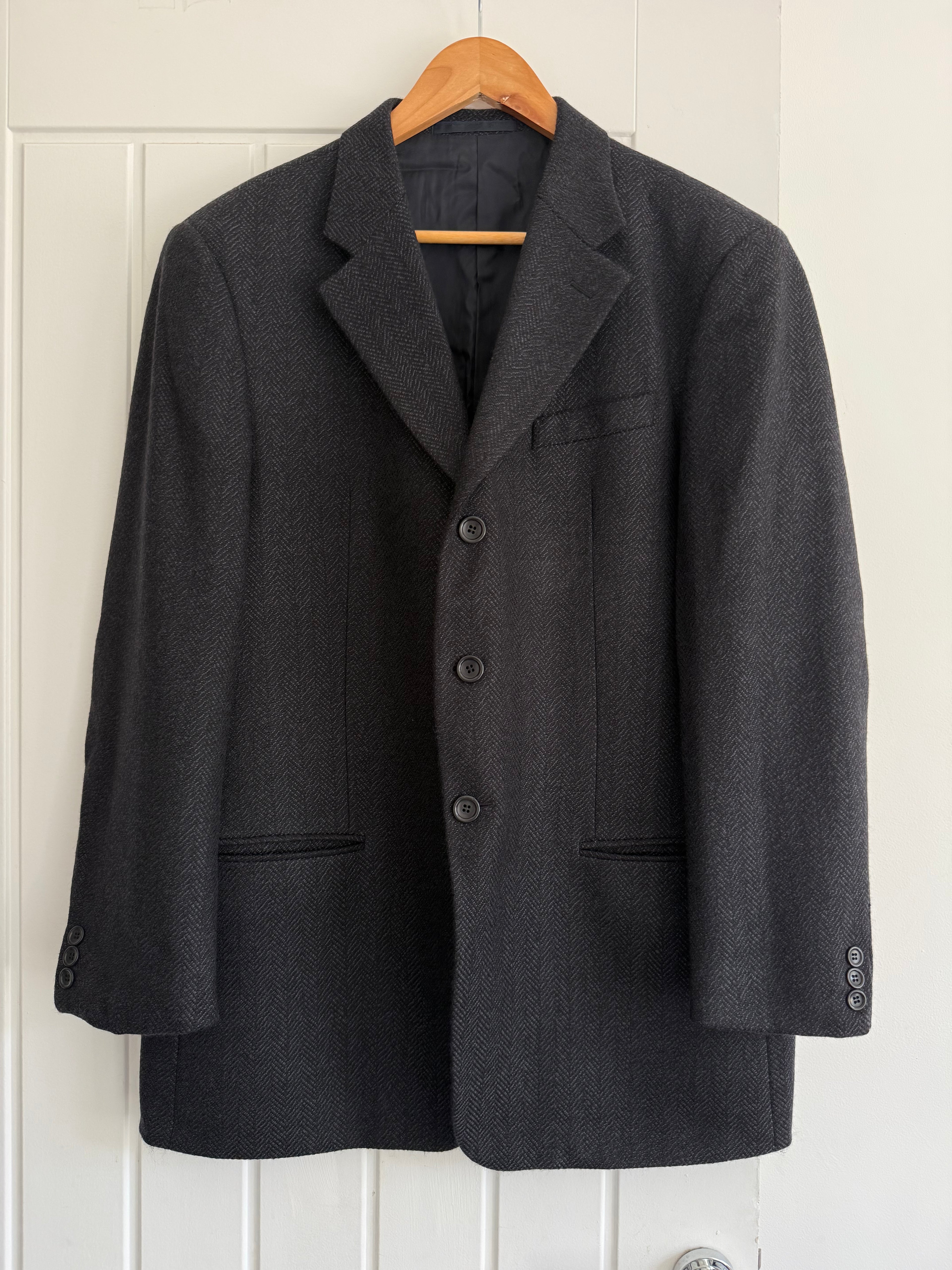Armani 1990s 3B Herringbone Wool Sports Jacket Blazer - Size XL