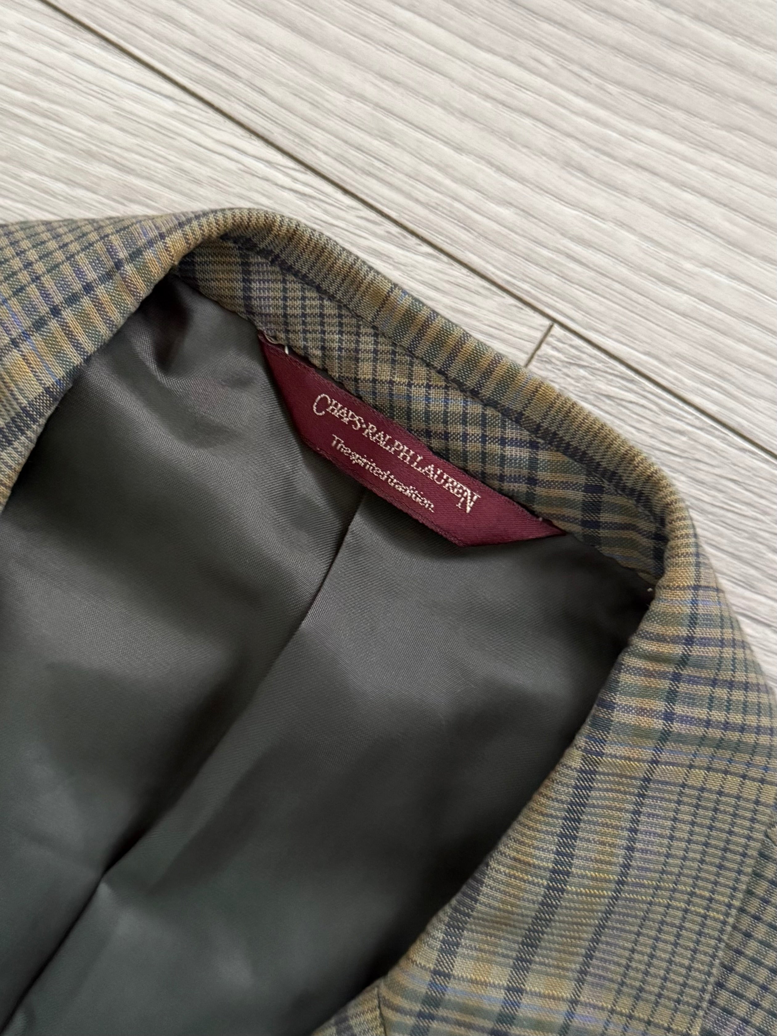 Chaps Ralph Lauren 1990s Checkered Cotton Sports Jacket - Size S