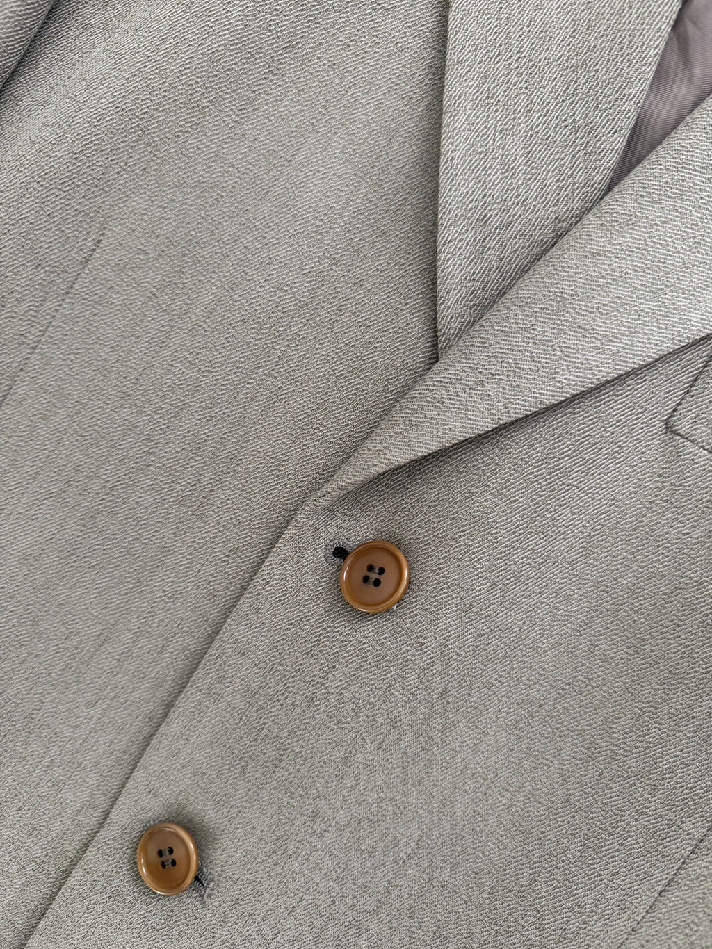 Paul Smith 1990s 3B Double Pleat Crepe Weave Wool Suit Stone Beige - Size L Jacket / 31" Waist