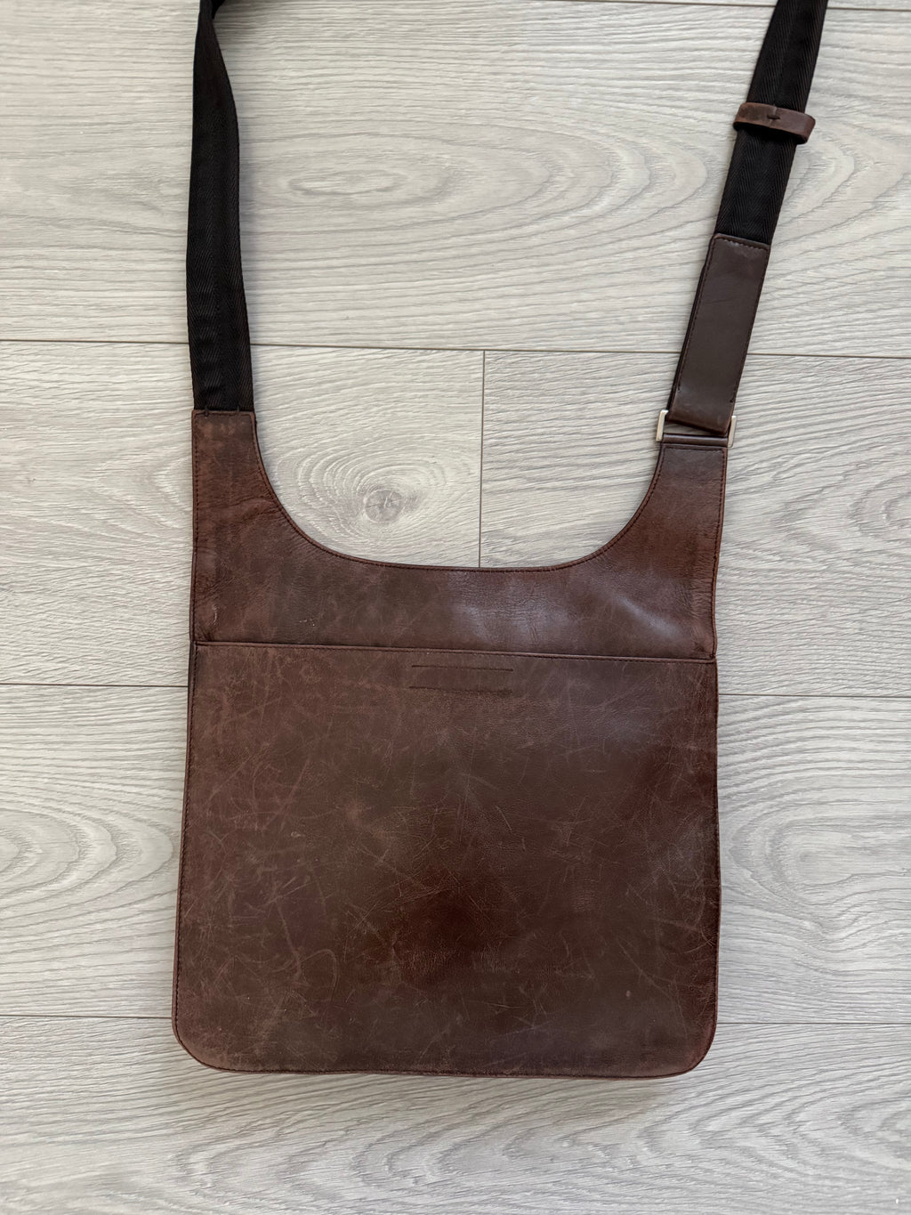 Prada Mainline 1990s Tobacco Brown Aged Leather Crossbody Bag