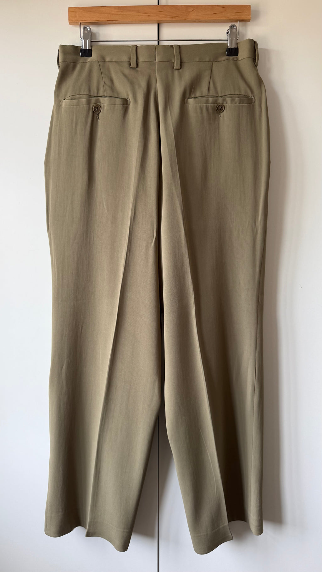 Emporio Armani AW1995 Nehru Collar Draped Khaki Taupe Suit - Size S Jacket / 30" Waist