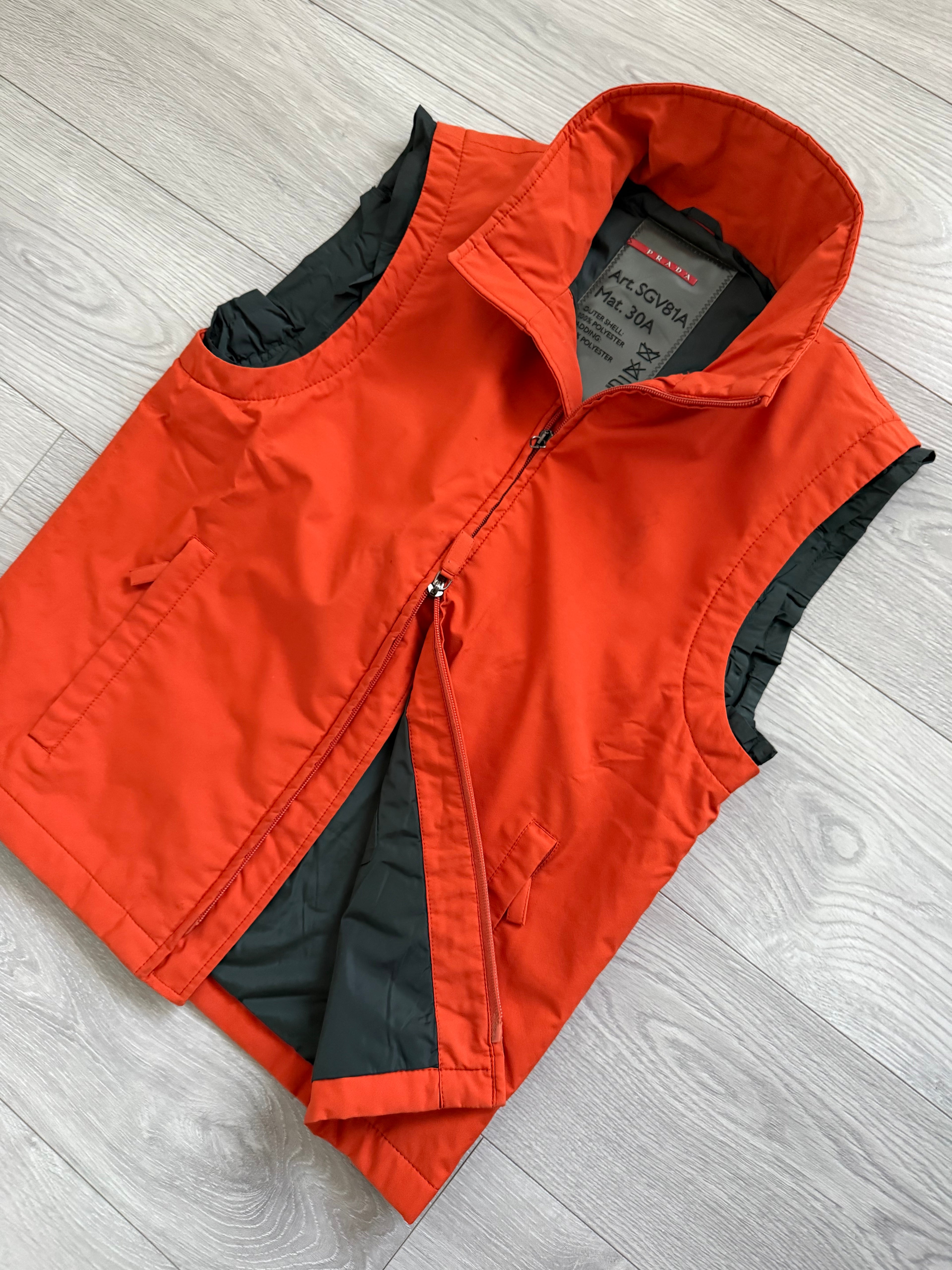 Prada Sport 2003 Orange Gore-Tex Technical Vest - SIze M