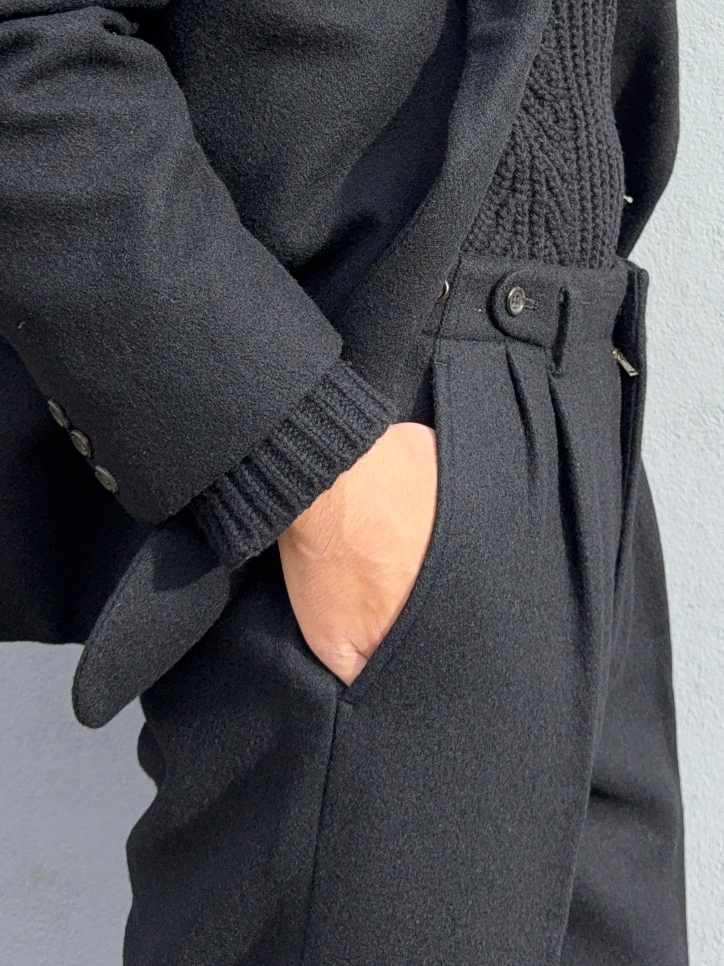 Comme Des Garcons Homme 1980s Triple Pleat Melton Wool Suit - M Jacket / 32" Waist