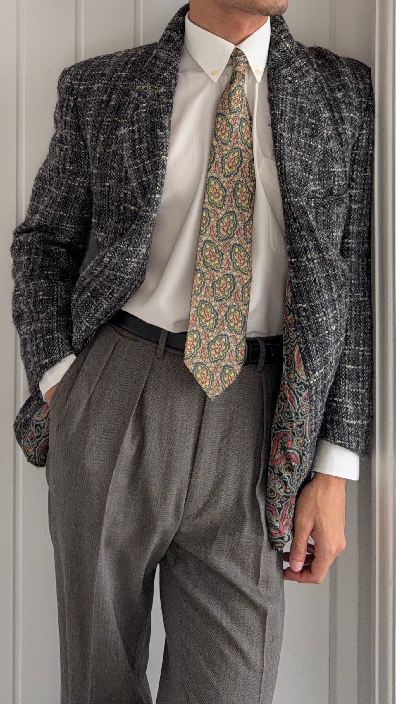 Hugo Boss 1980s 2B Boucle Tweed Sport Jacket Blazer - Size S