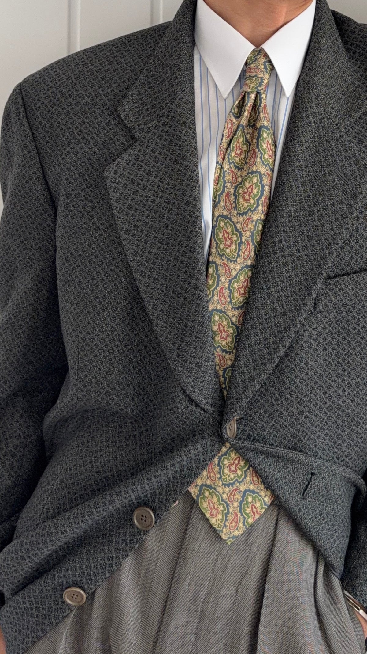 Giorgio Armani Mani 1980s 3B Textured Wool Sport Jacket Blazer - Size XXL
